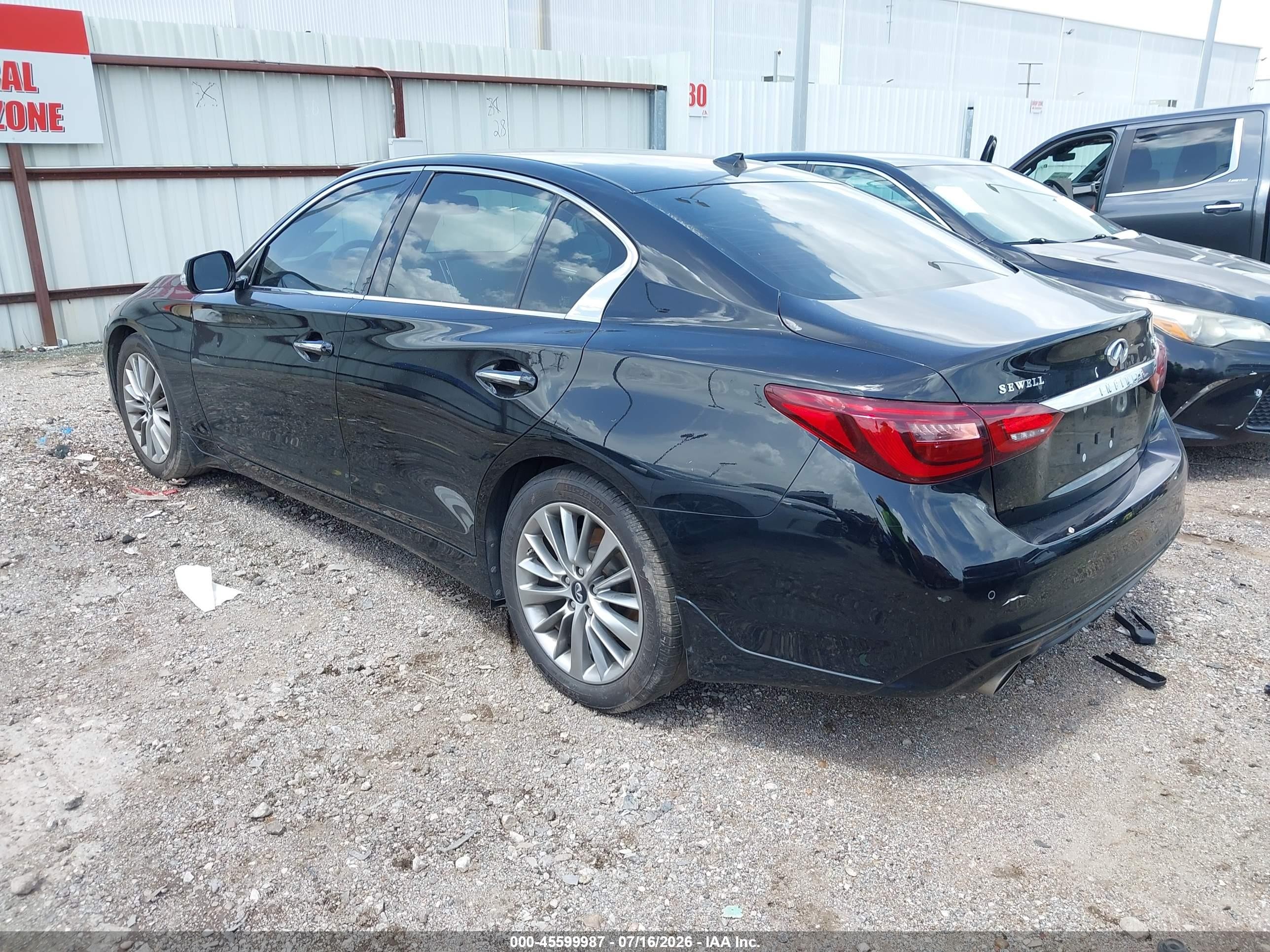 2023 Infiniti Q50 VIN JN1EV7BP8PM511553 IAAI salvage auction — Water/Flood, Salvage (Texas), sold $3,600 on 2026-09-03 (photo 3)