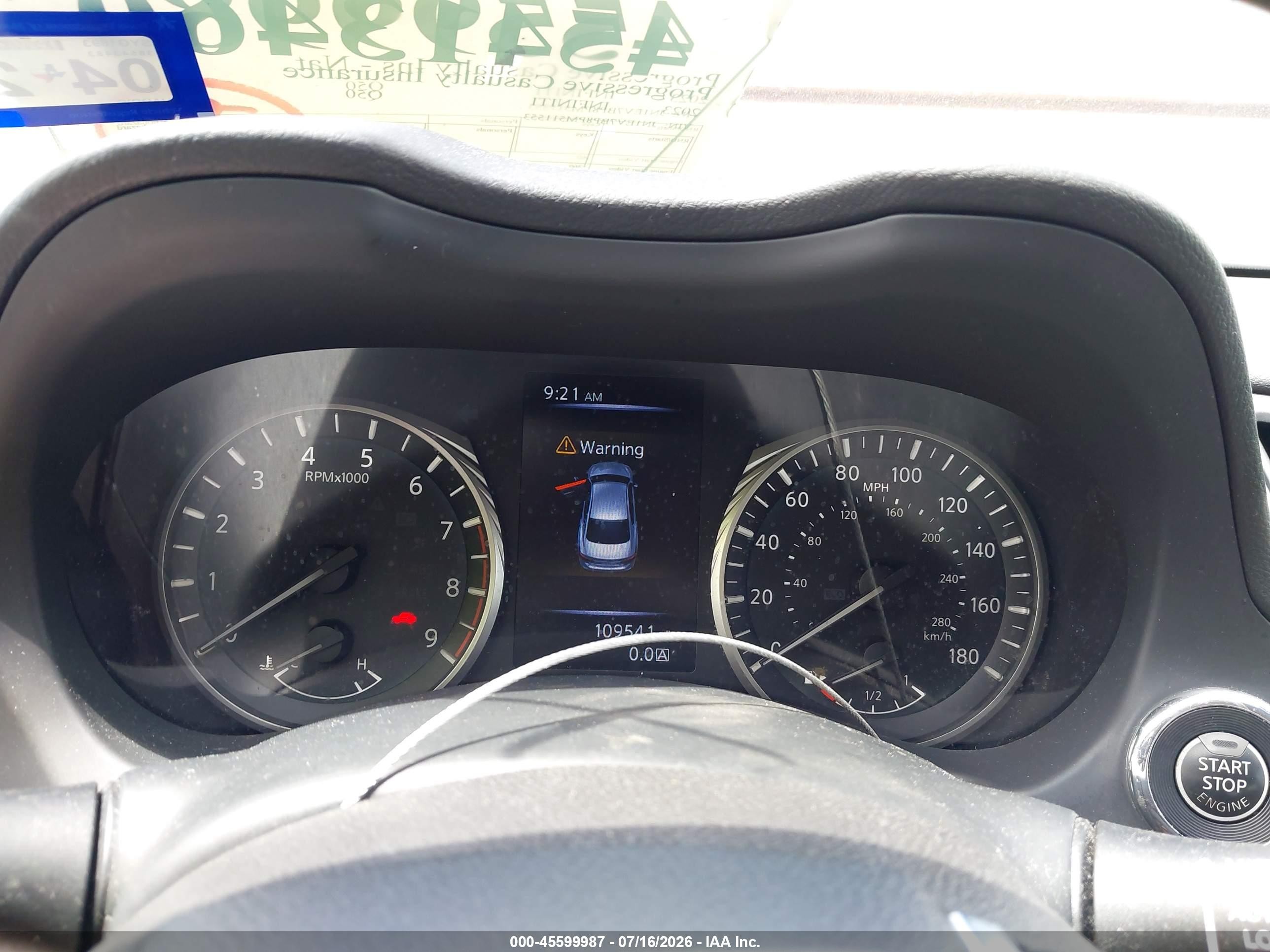 2023 Infiniti Q50 VIN JN1EV7BP8PM511553 IAAI salvage auction — Water/Flood, Salvage (Texas), sold $3,600 on 2026-09-03 (photo 7)