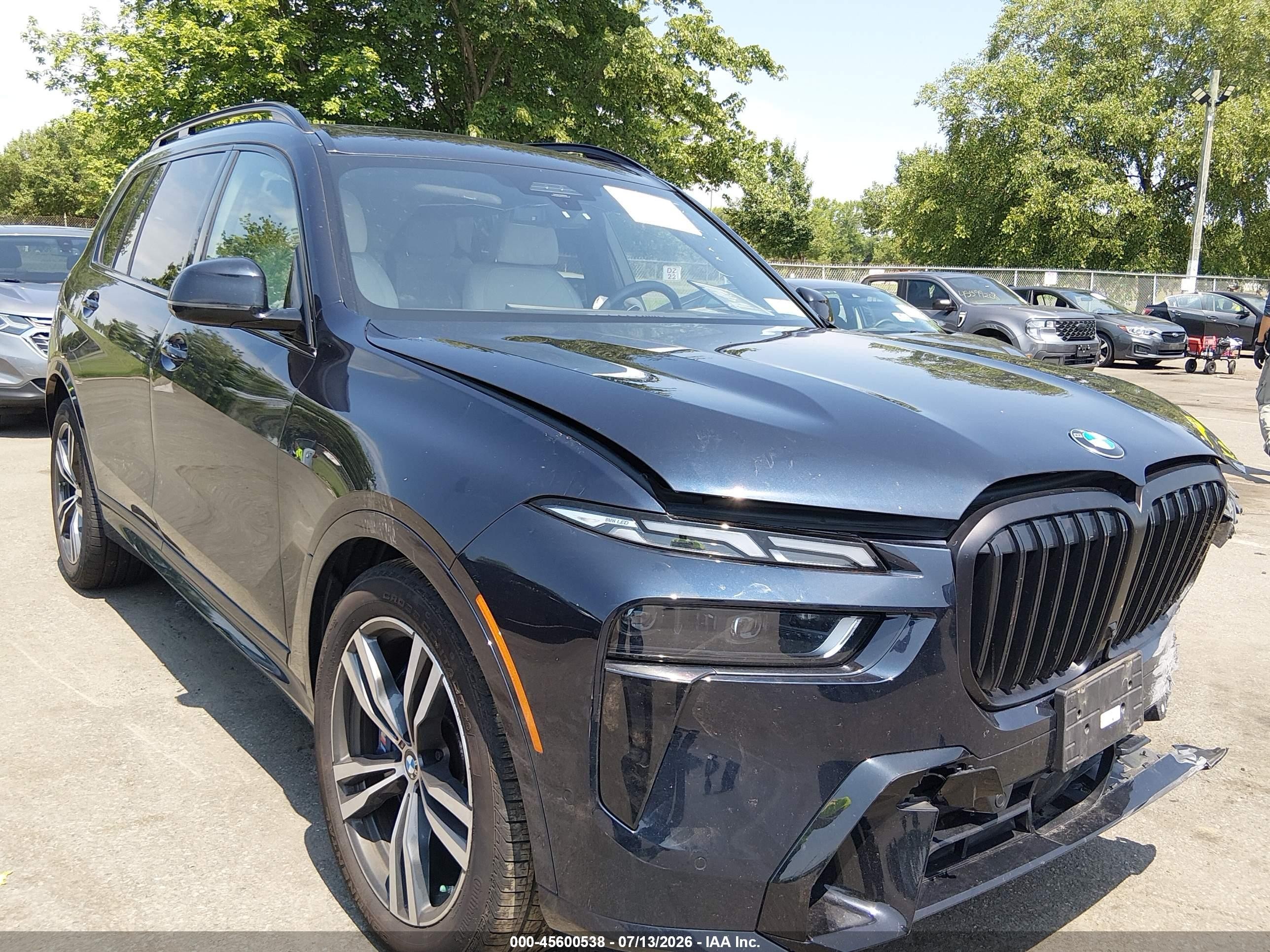 2023 BMW X7 VIN 5UX23EM09P9S07126 IAAI salvage auction — Front & Rear, Mv-907A (New York), sold $31,250 on 2026-08-21 (photo 1)