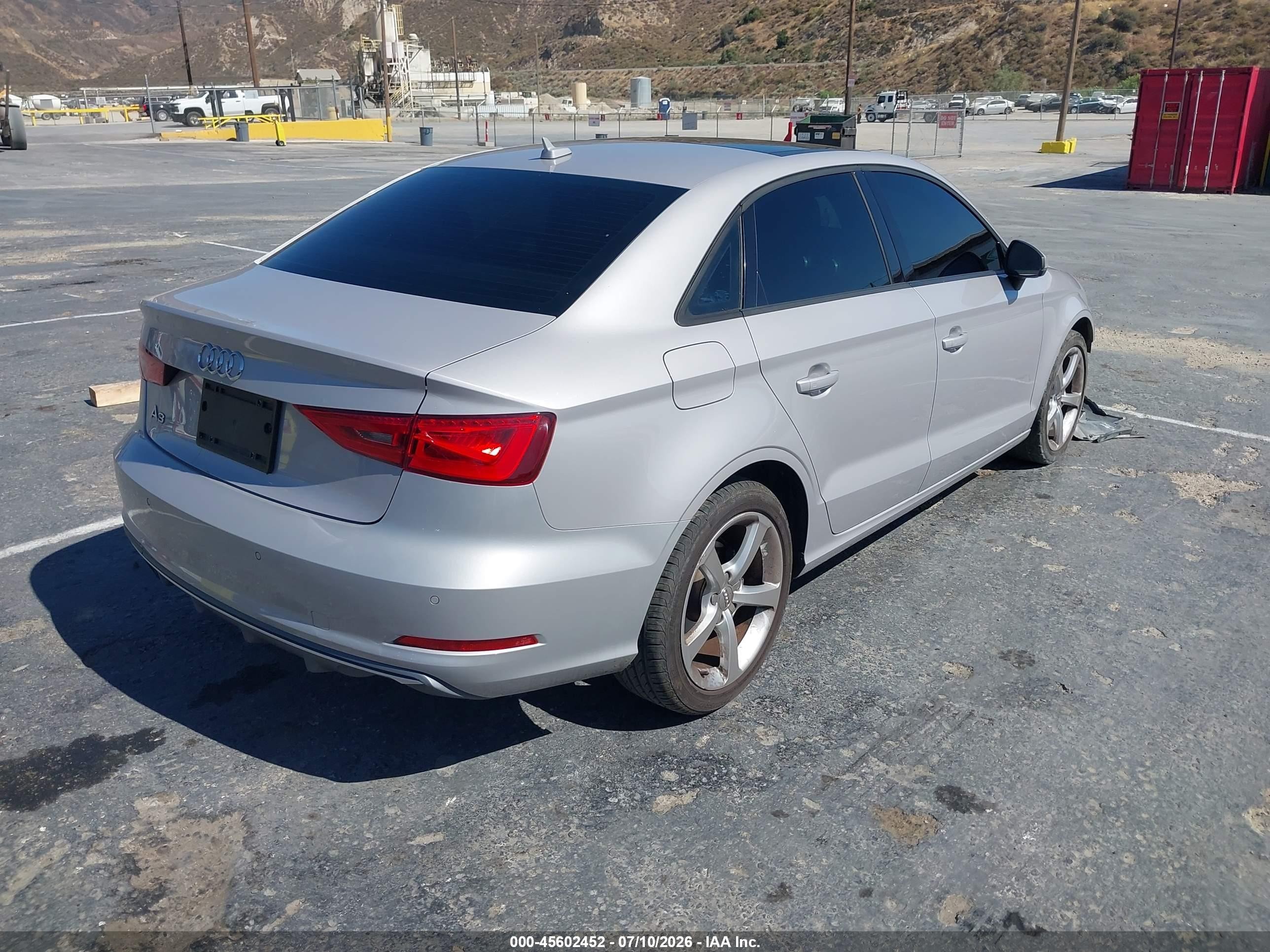 2016 Audi A3 VIN WAUA7GFF6G1063349 IAAI salvage auction — Unknown, Salvage (California), sold $1,550 on 2026-09-13 (photo 4)