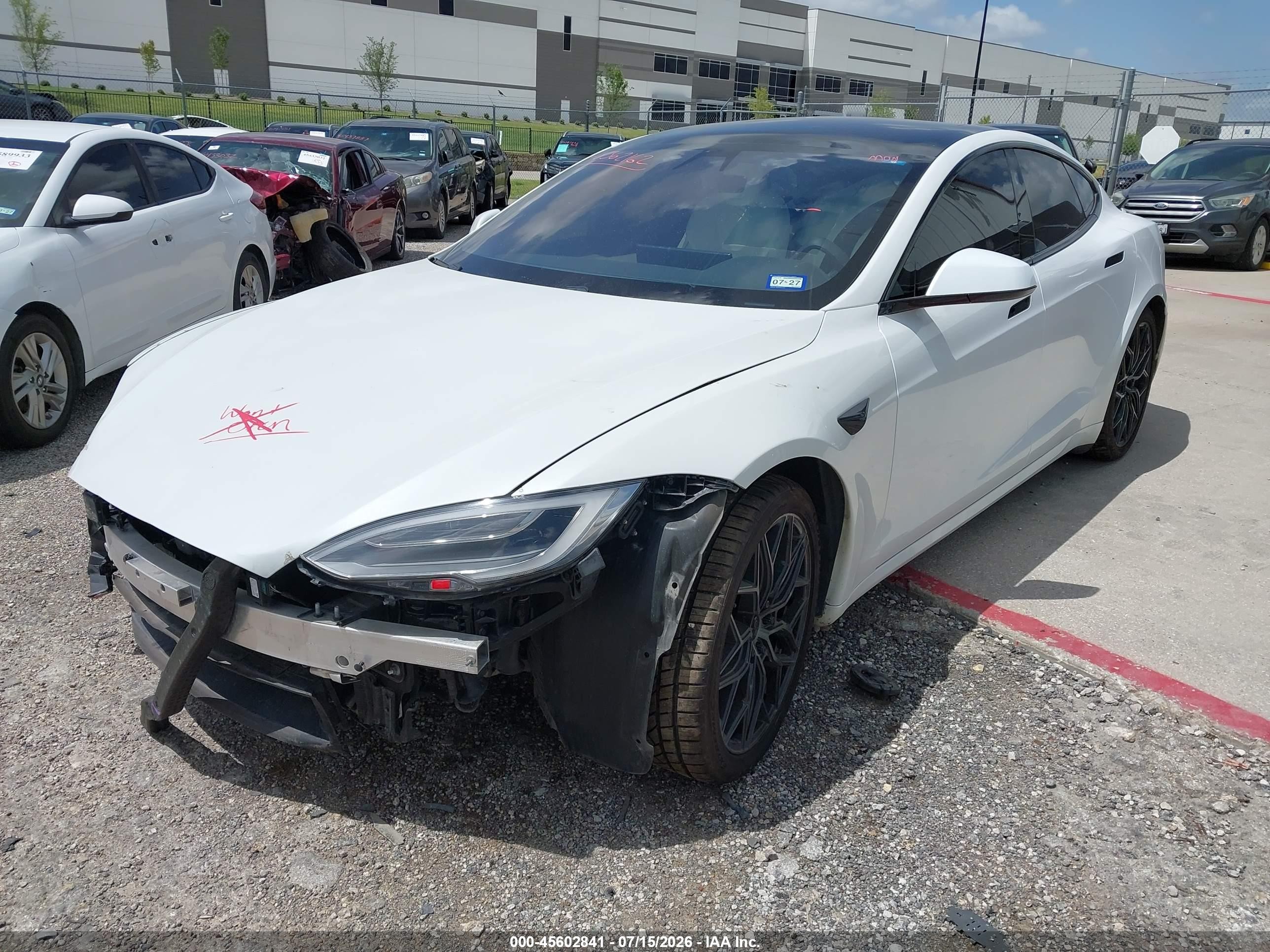 2021 Tesla Model s VIN 5YJSA1E61MF452586 IAAI salvage auction — Front End, Original (Texas), sold $20,200 on 2026-08-30 (photo 2)