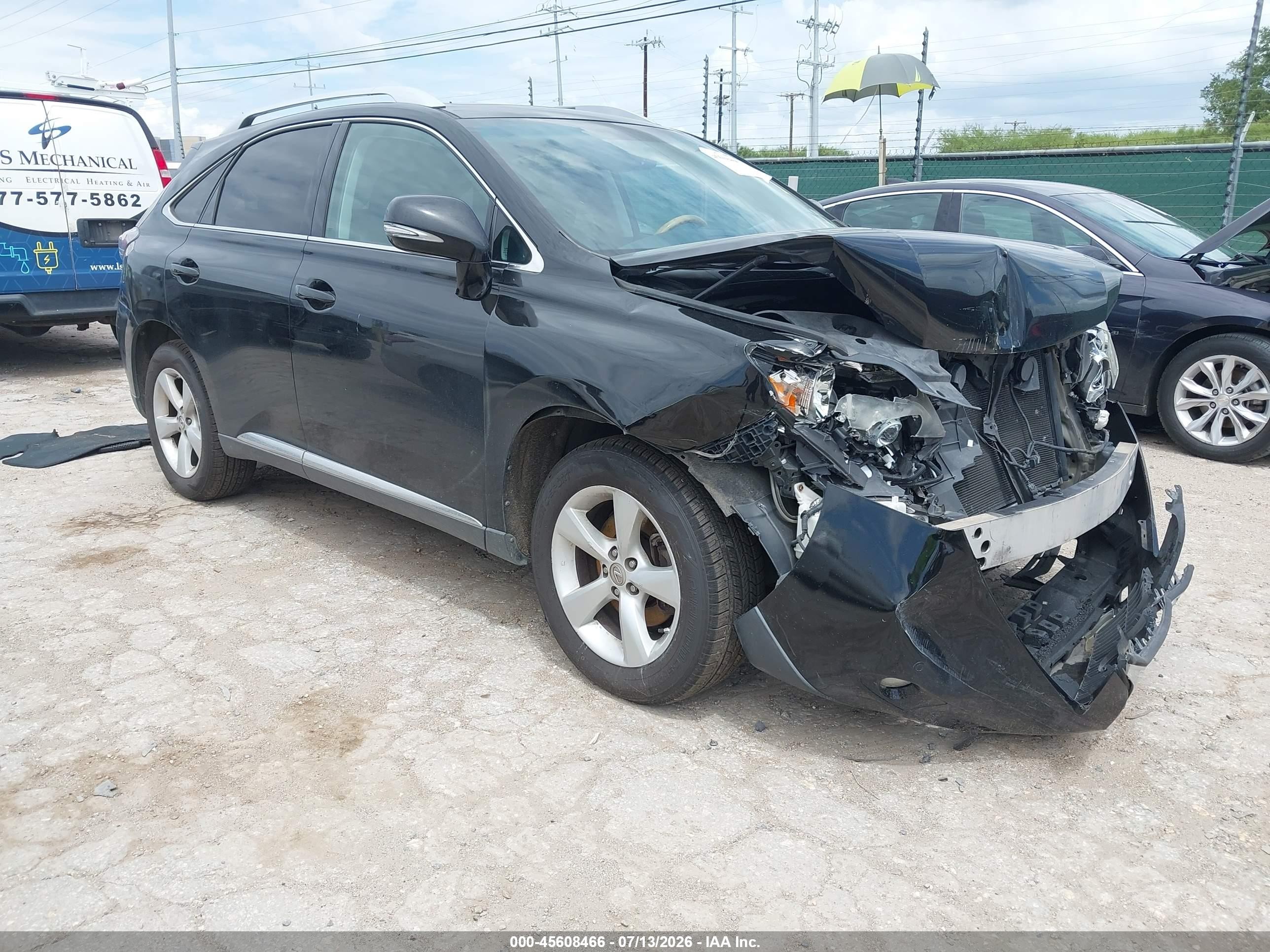 2012 Lexus Rx VIN 2T2BK1BA1CC153734 IAAI salvage auction — Front End, Original (Texas), sold $3,900 on 2026-09-16 (photo 1)
