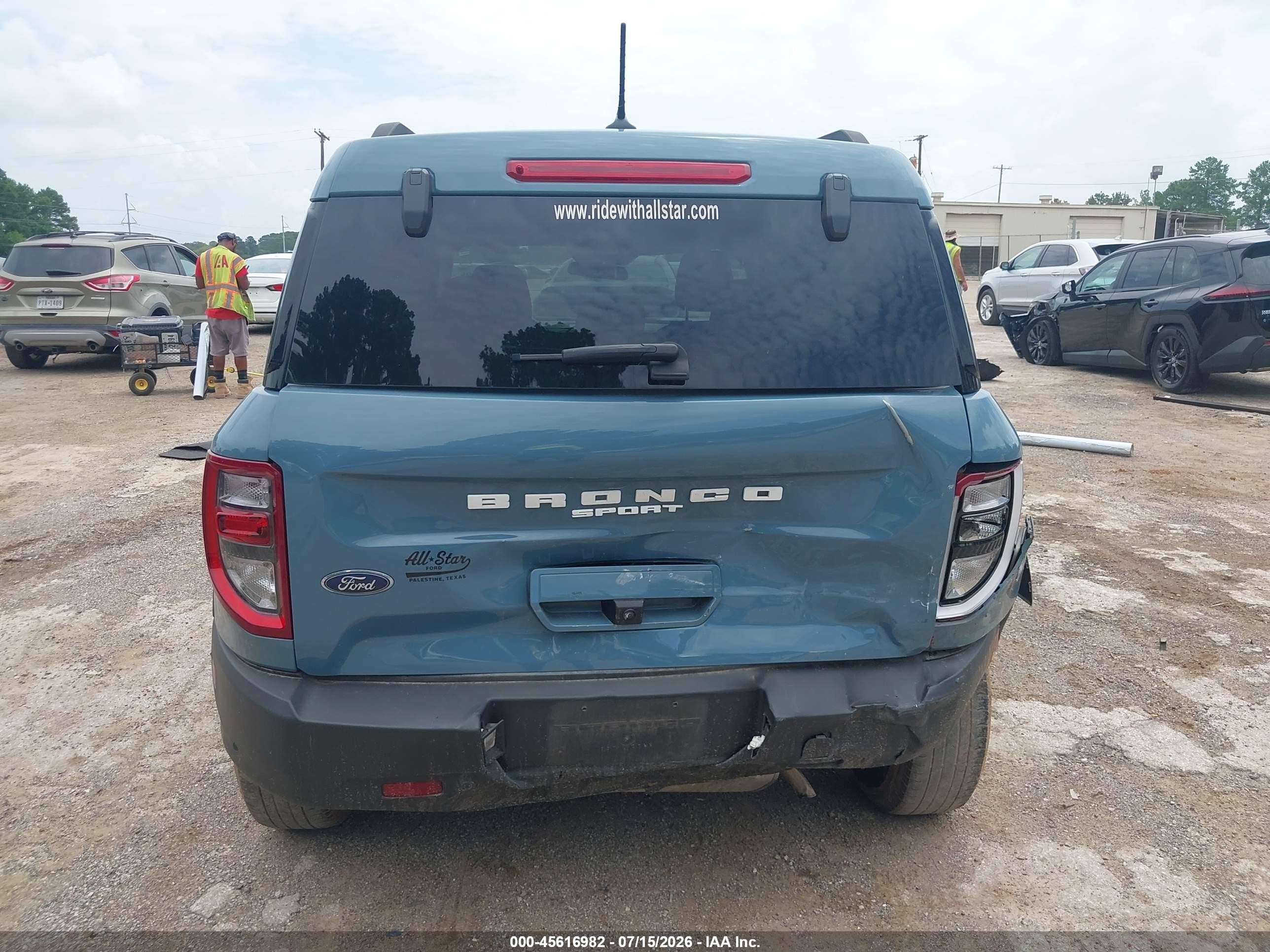 2023 Ford Bronco sport VIN 3FMCR9B68PRE25206 IAAI salvage auction — Rear End, Salvage (Texas), sold $7,500 on 2026-09-19 (photo 6)