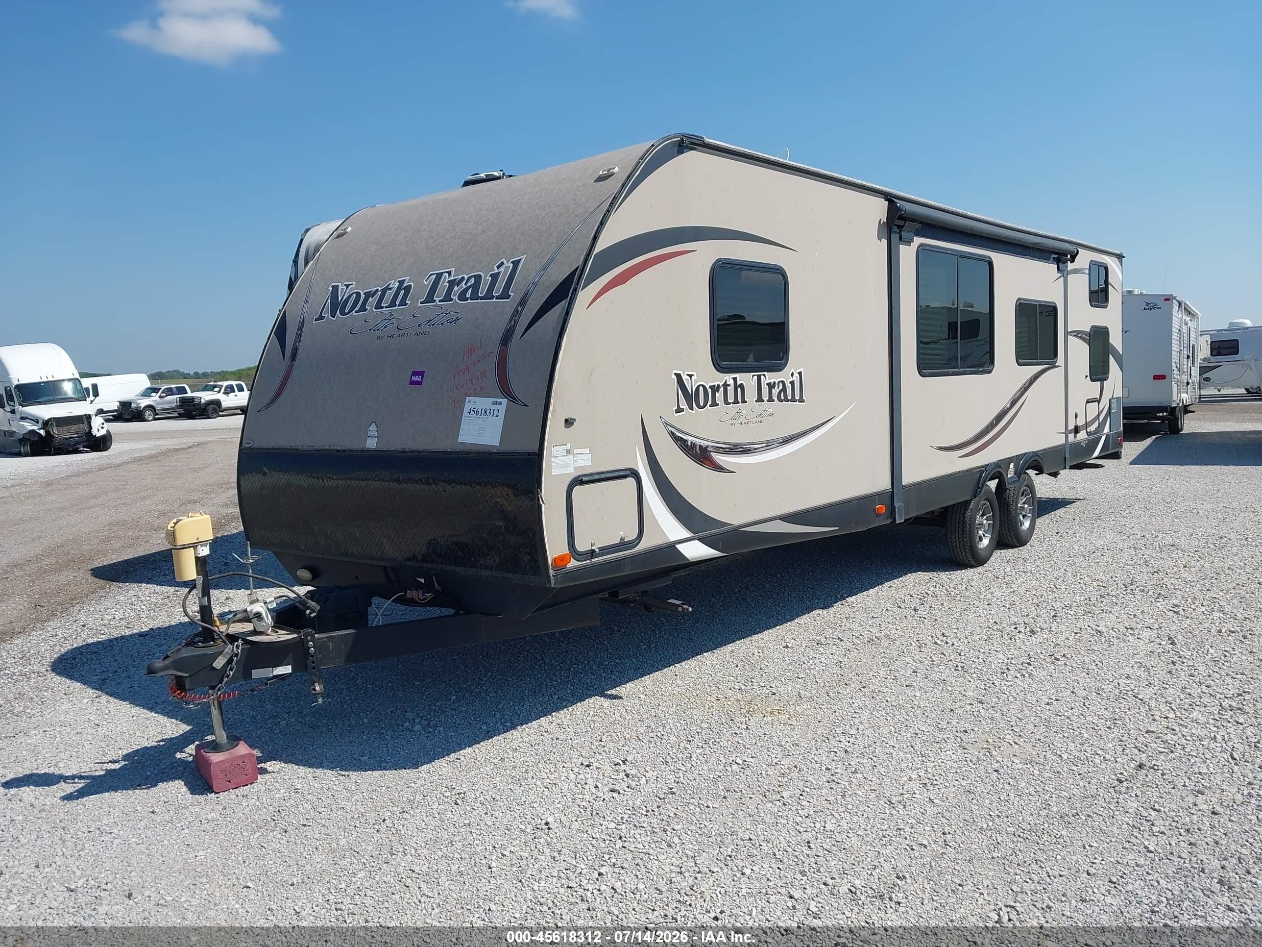 2014 Heartland Rv North Trail VIN 5SFNB3529EE273389 IAAI salvage auction — Hail, Certificate Of Title (Nebraska), sold $3,850 on 2026-09-24 (photo 2)