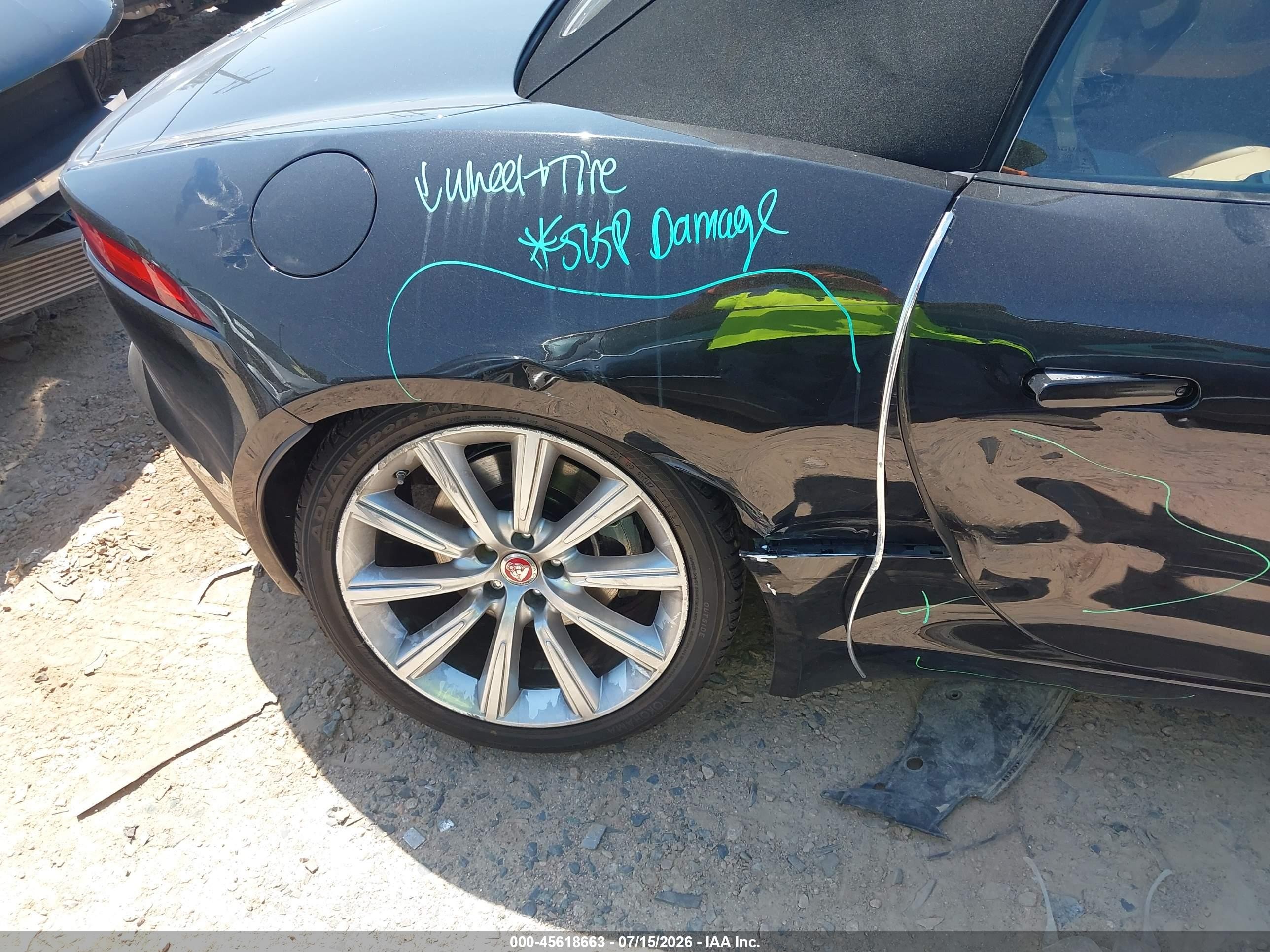 2016 Jaguar F-type VIN SAJWA6ET0G8K29899 IAAI salvage auction — Rear End, Salvage (North Carolina), sold $8,100 on 2026-08-19 (photo 6)