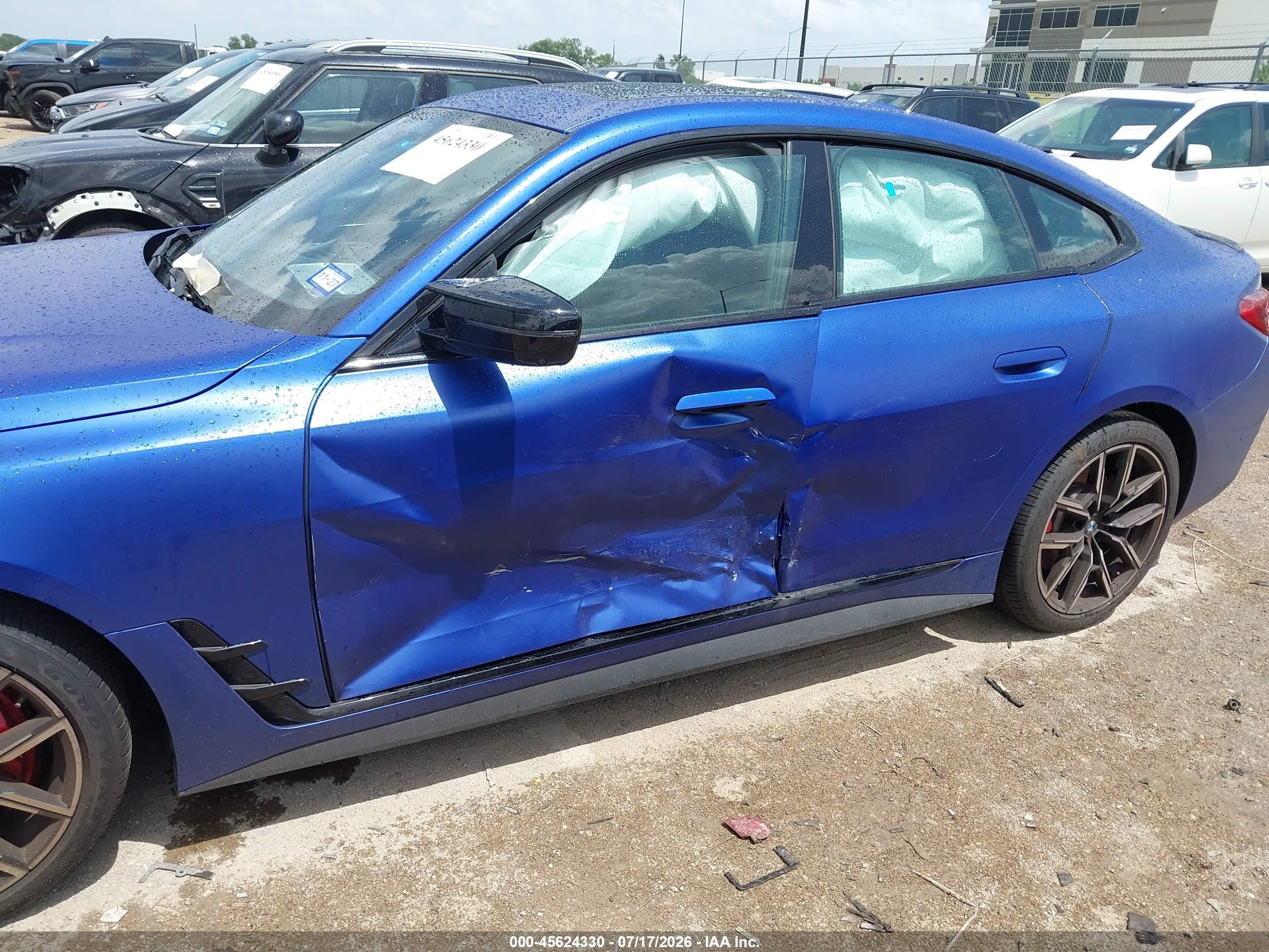 2026 BMW M440i Gran Coupe VIN WBA63FB08TFV88407 IAAI salvage auction — Side, Salvage (Texas), sold $32,750 on 2026-08-20 (photo 6)