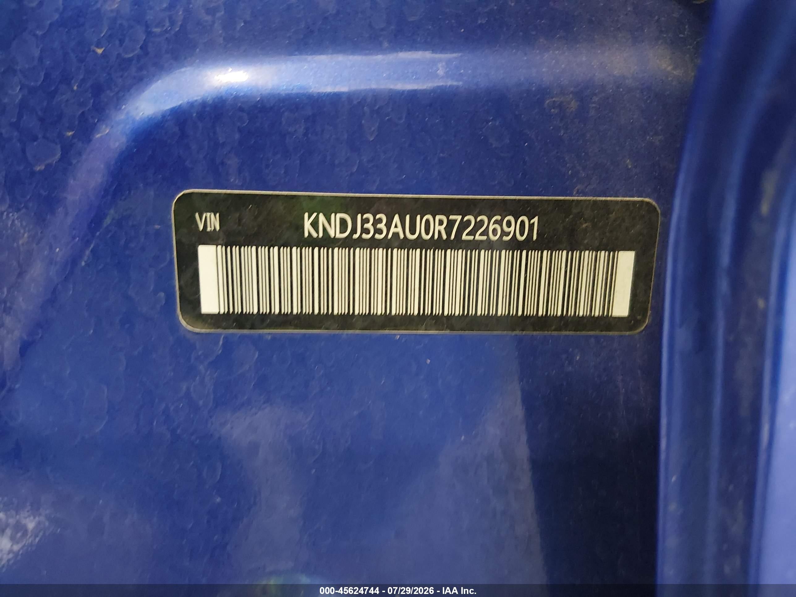2024 Kia Soul VIN KNDJ33AU0R7226901 IAAI salvage auction — Unknown, Original (Texas), sold $3,000 on 2026-09-09 (photo 9)