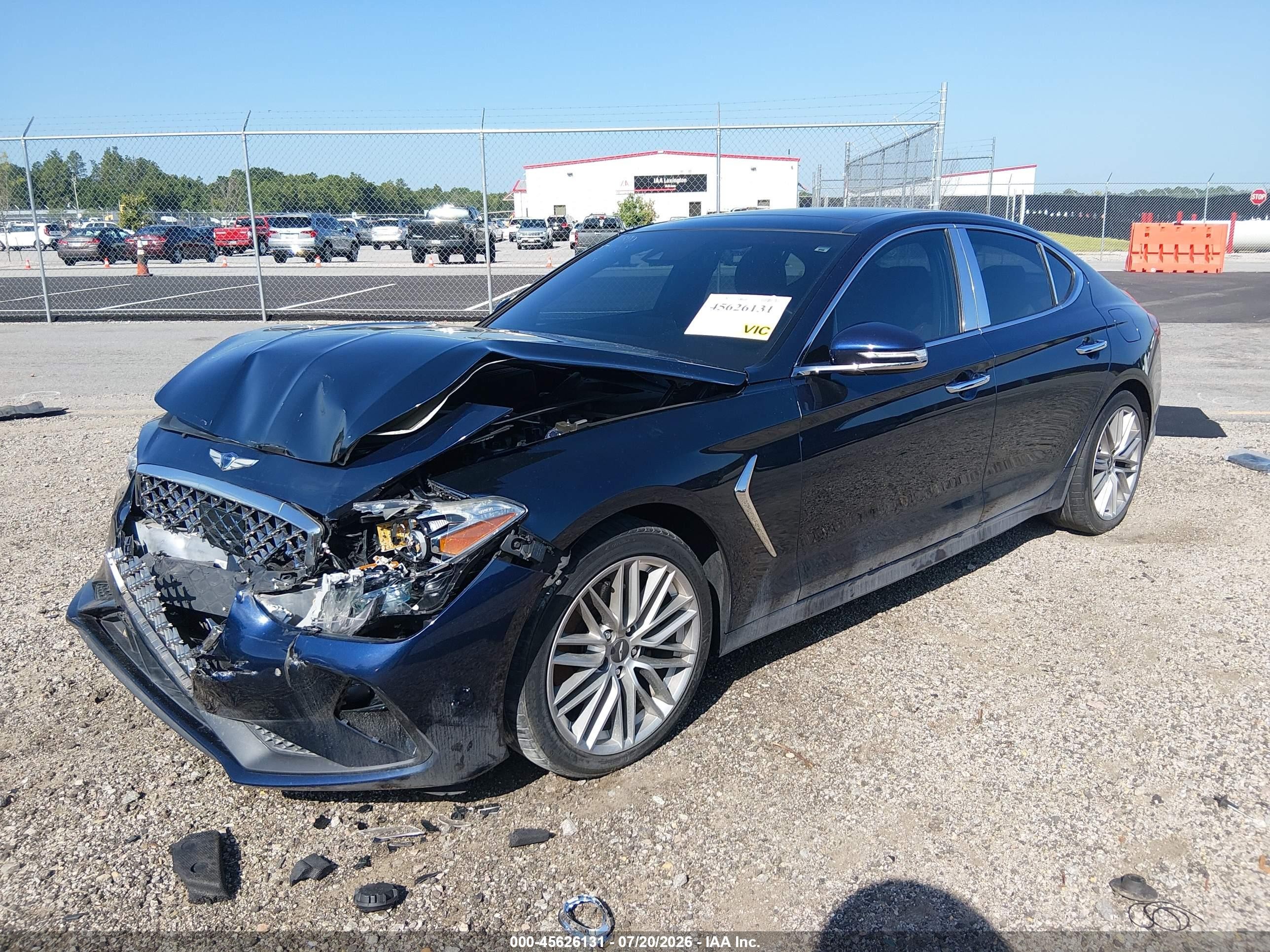 2021 Genesis G70 VIN KMTG34LA7MU072184 IAAI salvage auction — Front End, Salvage (South Carolina), sold $2,950 on 2026-09-15 (photo 2)