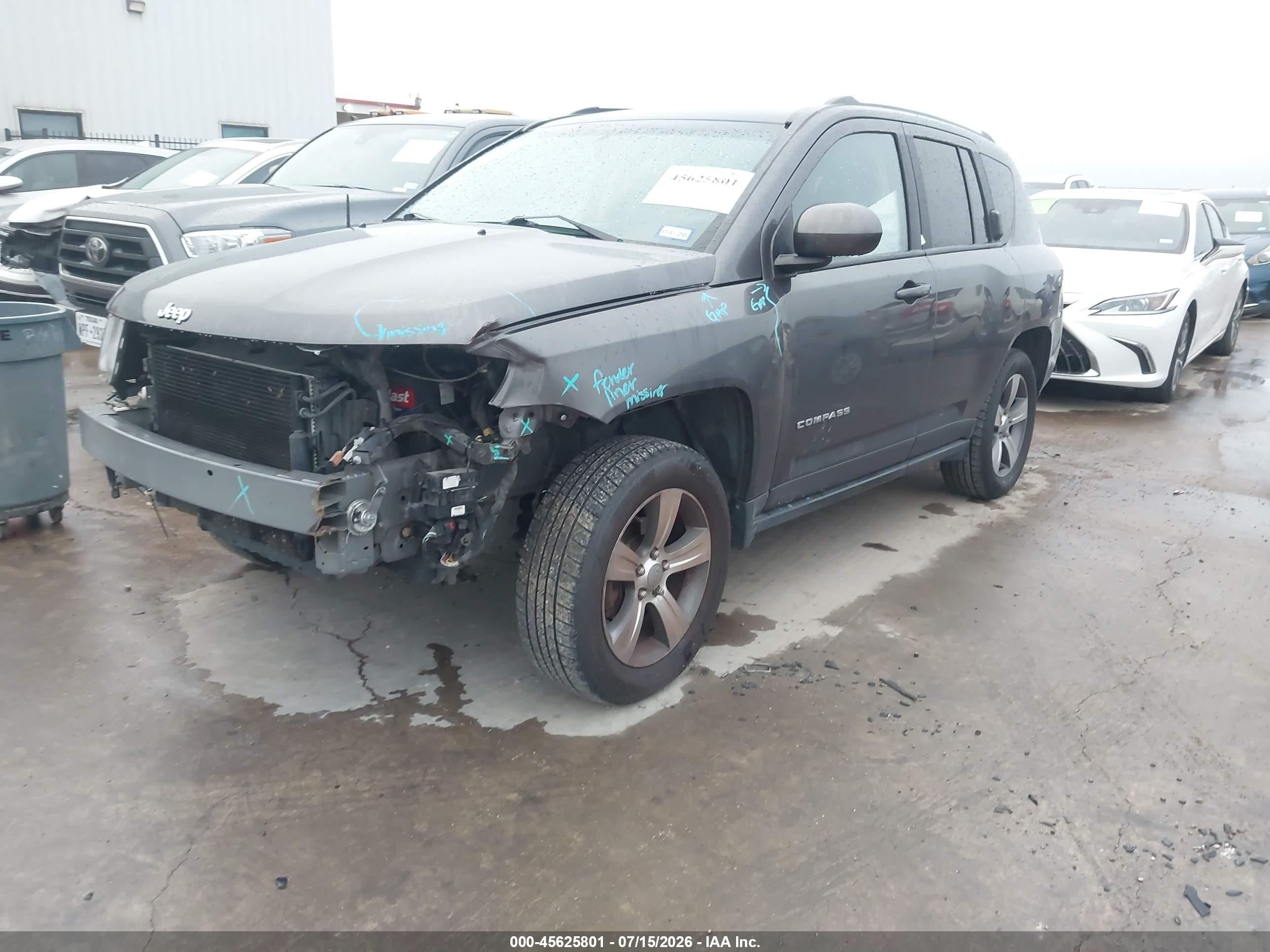 2017 Jeep Compass VIN 1C4NJDEB9HD193550 IAAI salvage auction — Front End, Original (Texas), sold $1,600 on 2026-10-02 (photo 2)