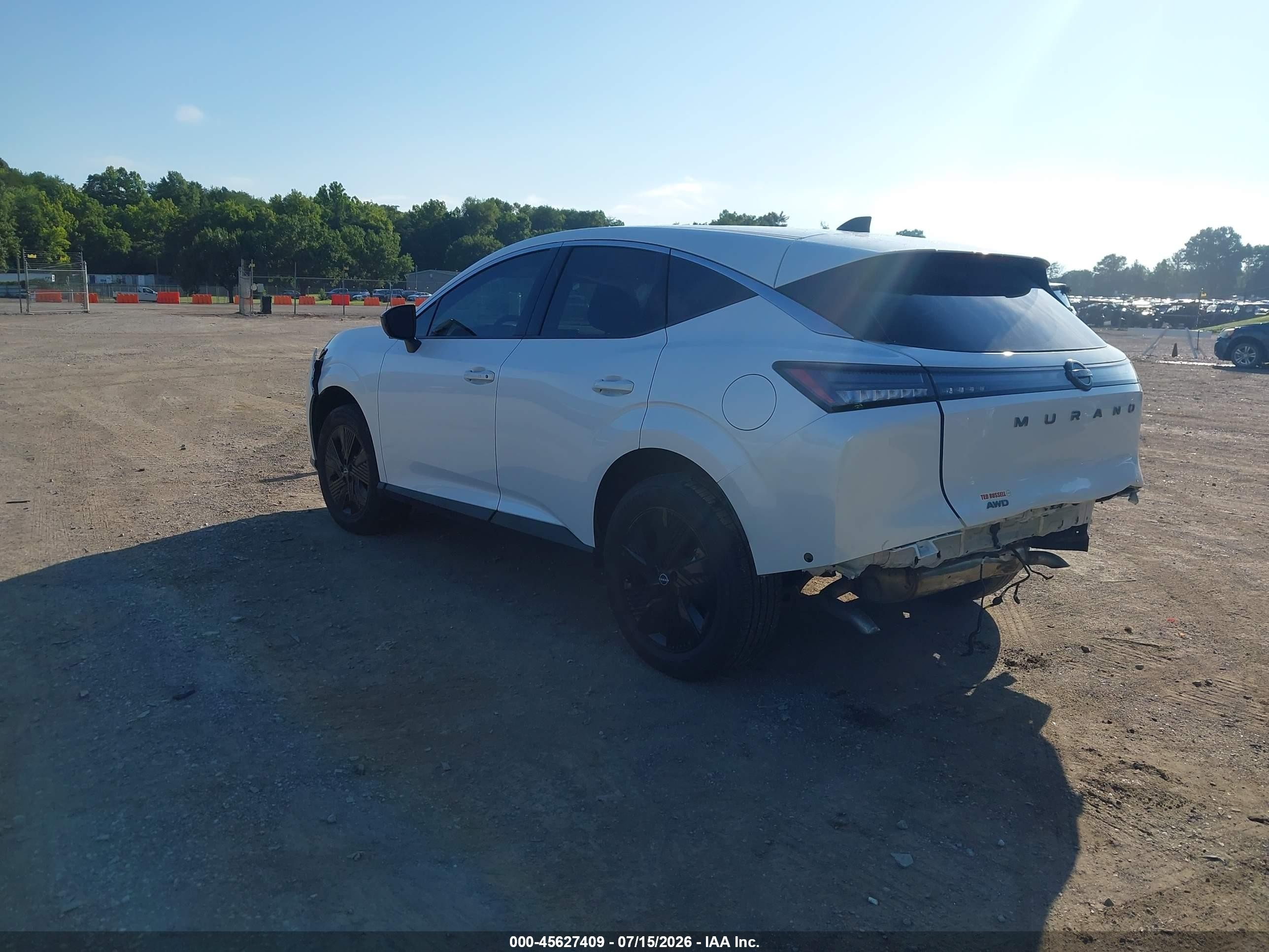 2025 Nissan Murano VIN 5N1AZ3BS7SC105996 IAAI salvage auction — Rear End, Salvage (Tennessee), sold $11,700 on 2026-09-23 (photo 3)