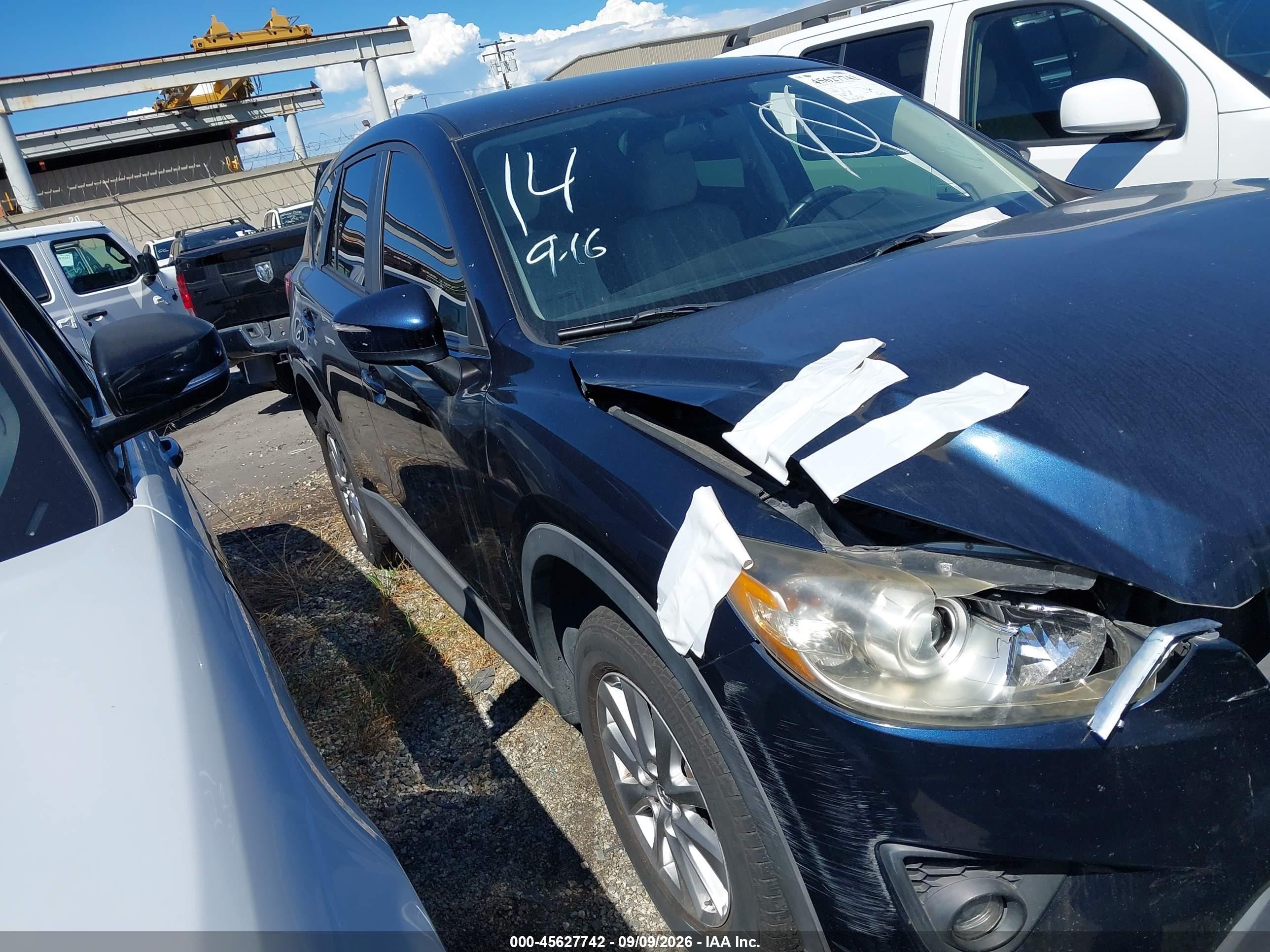 2015 Mazda Cx-5 VIN JM3KE2CY7F0527136 IAAI salvage auction — Front End, Salvage Certificate (California), sold $1,500 on 2026-09-11 (photo 1)