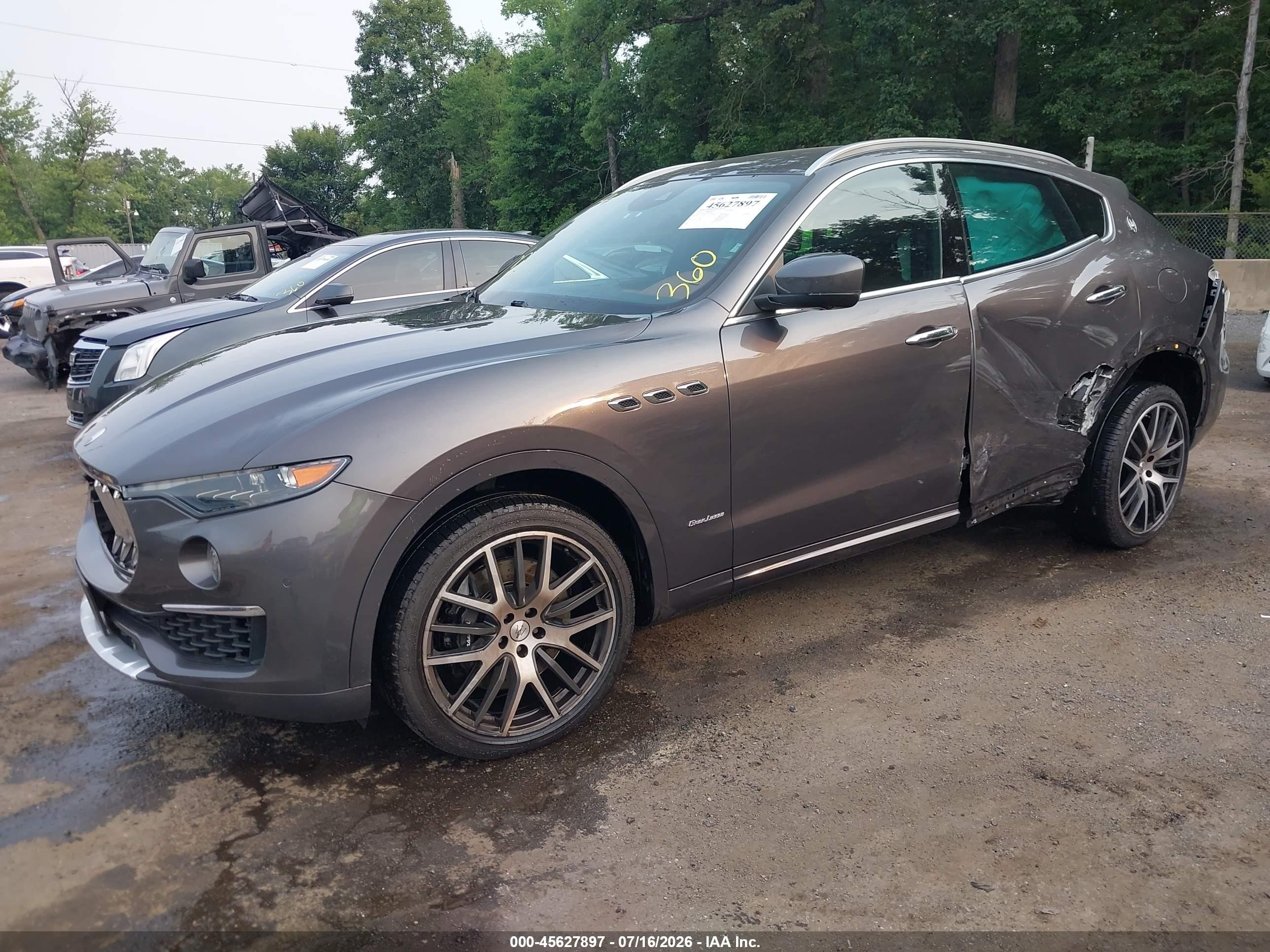 2021 Maserati Levante VIN ZN661YUL7MX378077 IAAI salvage auction — Side, Salvage - Greater Than 75% (Maryland), sold $6,850 on 2026-09-02 (photo 2)