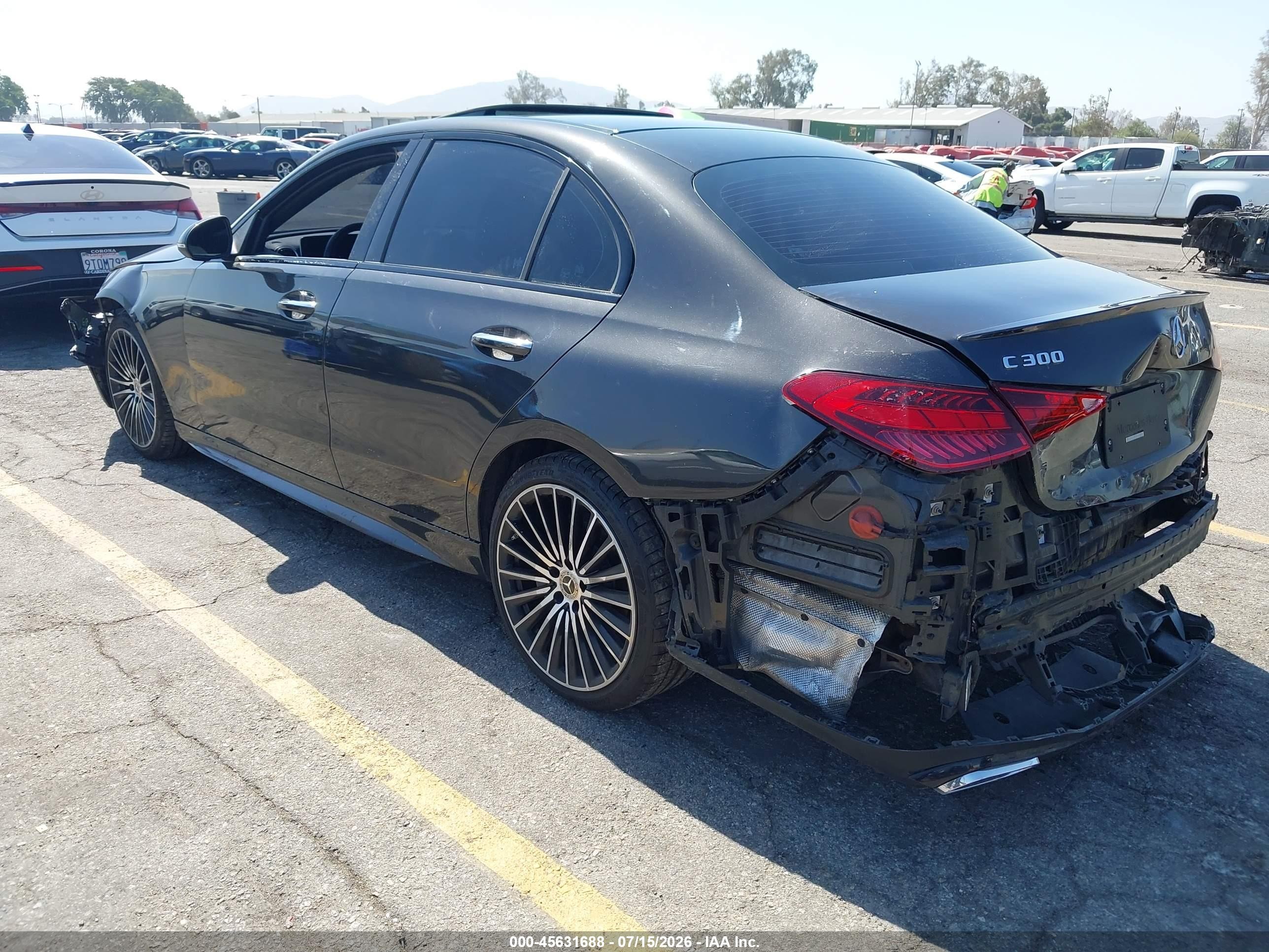 2023 Mercedes-benz C-klasse VIN W1KAF4GB8PR110016 IAAI salvage auction — Front & Rear, Salvage (California), sold $11,700 on 2026-08-27 (photo 3)