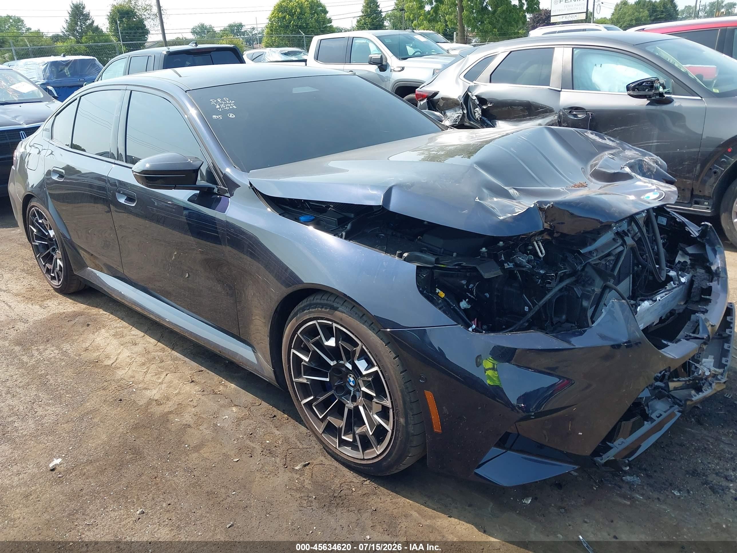 2026 BMW M5 VIN WBS83FK08TCV74108 IAAI salvage auction — Front End, Clear (Michigan), sold $65,750 on 2026-08-10 (photo 1)