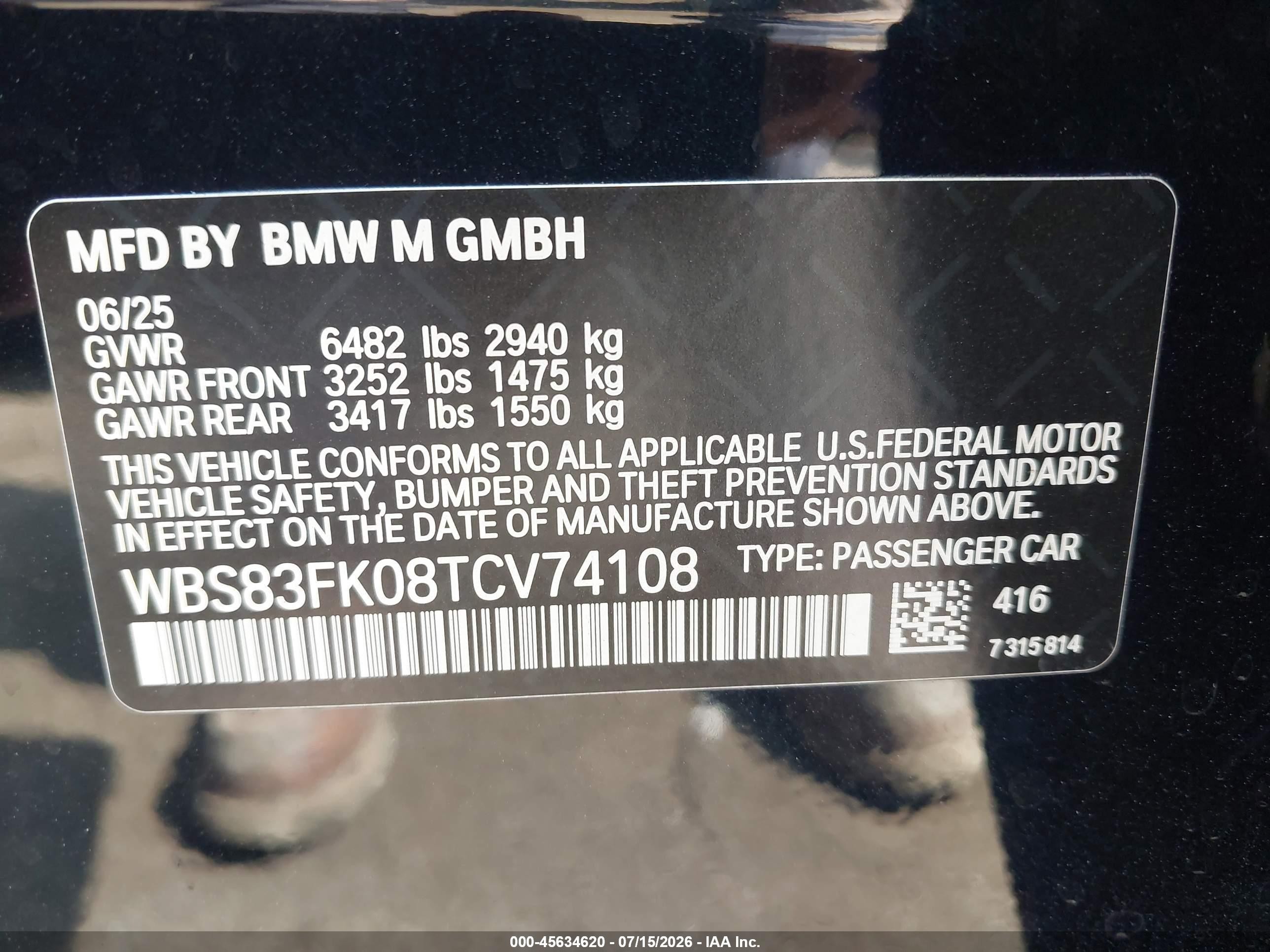 2026 BMW M5 VIN WBS83FK08TCV74108 IAAI salvage auction — Front End, Clear (Michigan), sold $65,750 on 2026-08-10 (photo 9)