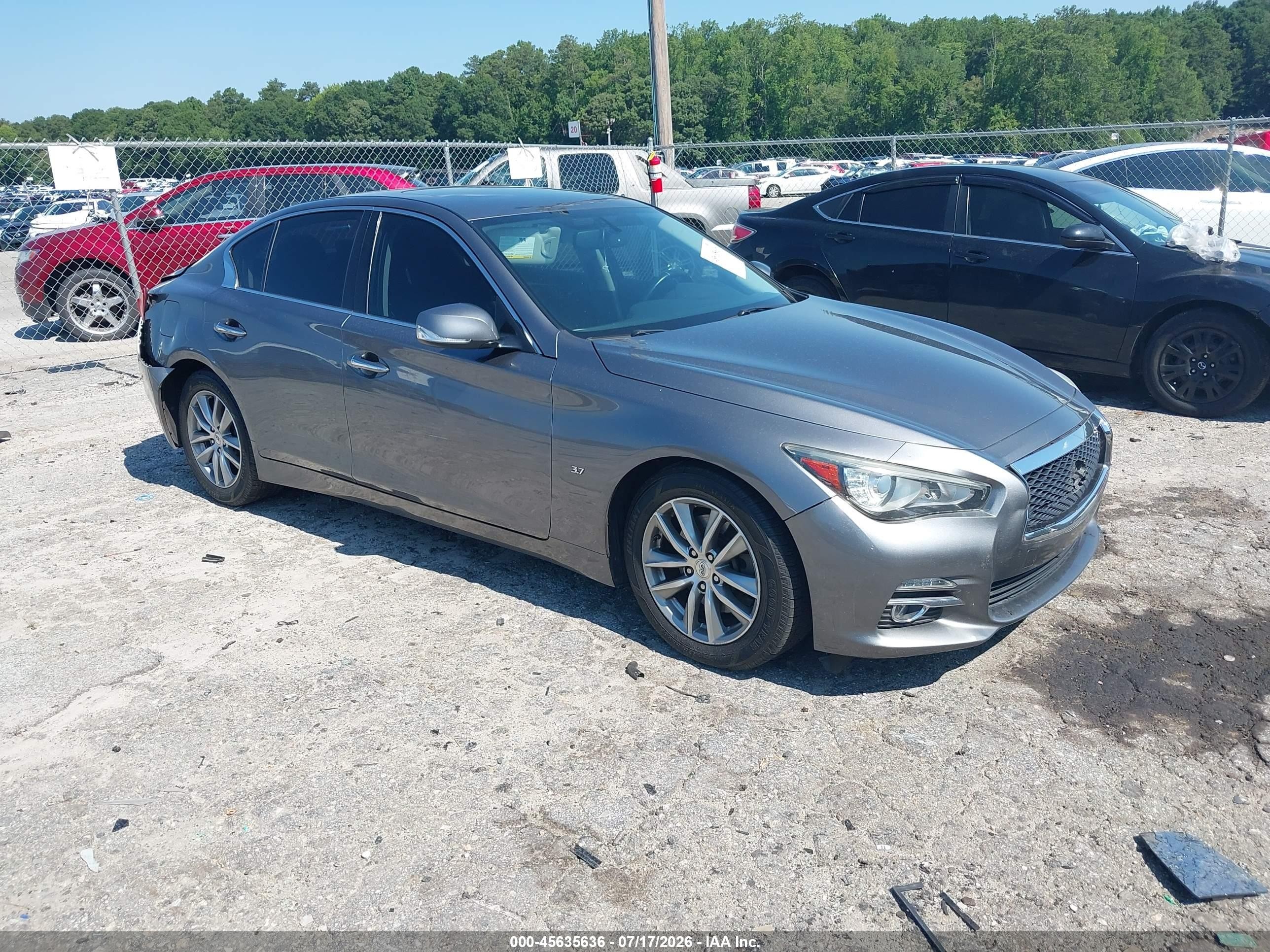 2014 Infiniti Q50 VIN JN1BV7AP2EM689654 IAAI salvage auction — Rear End, Salvage (Georgia), sold $1,350 on 2026-09-09 (photo 1)