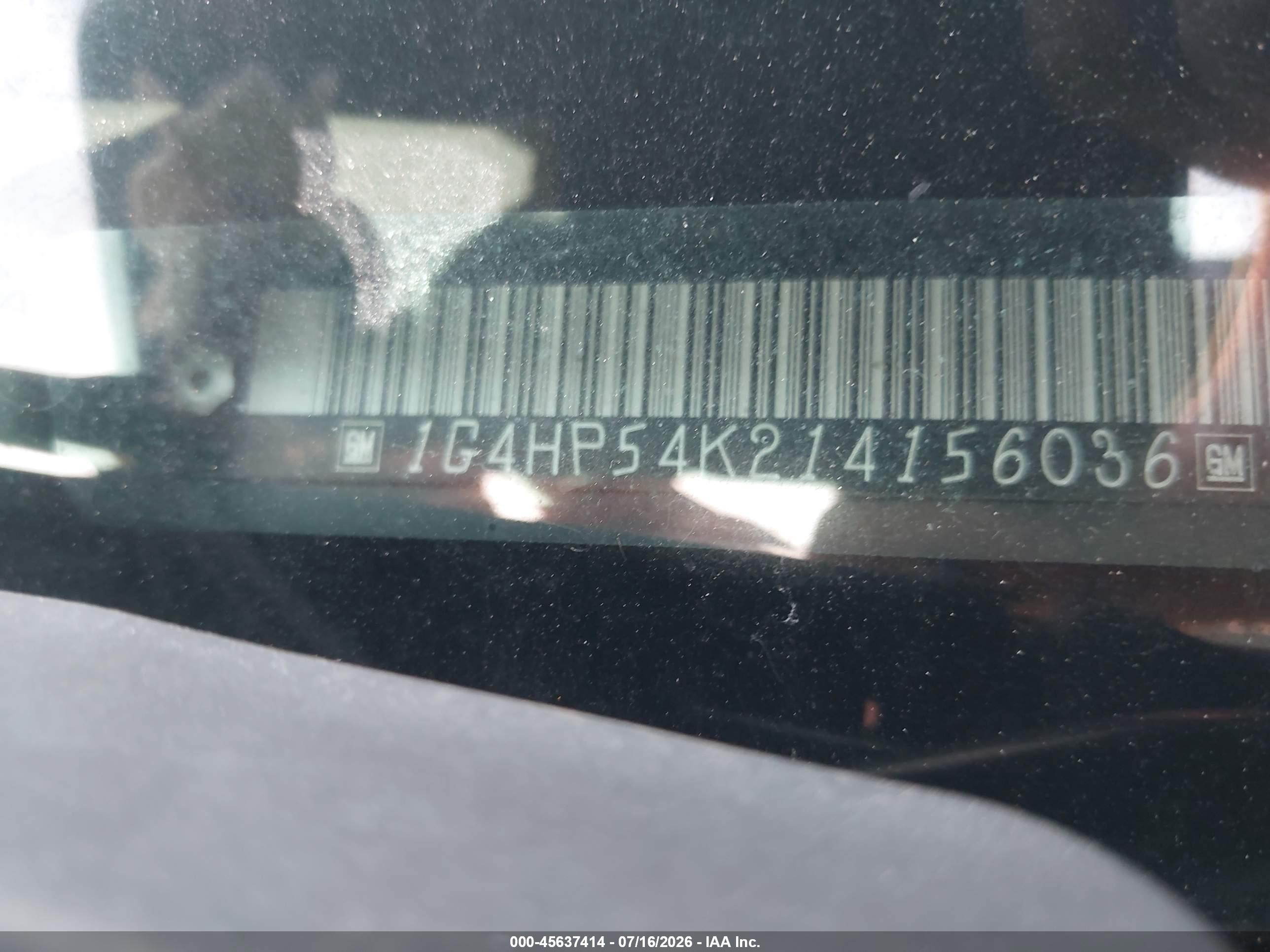 2001 Buick LeSabre VIN 1G4HP54K214156036 IAAI salvage auction — Front End, Original (Texas), sold $250 on 2026-09-12 (photo 9)