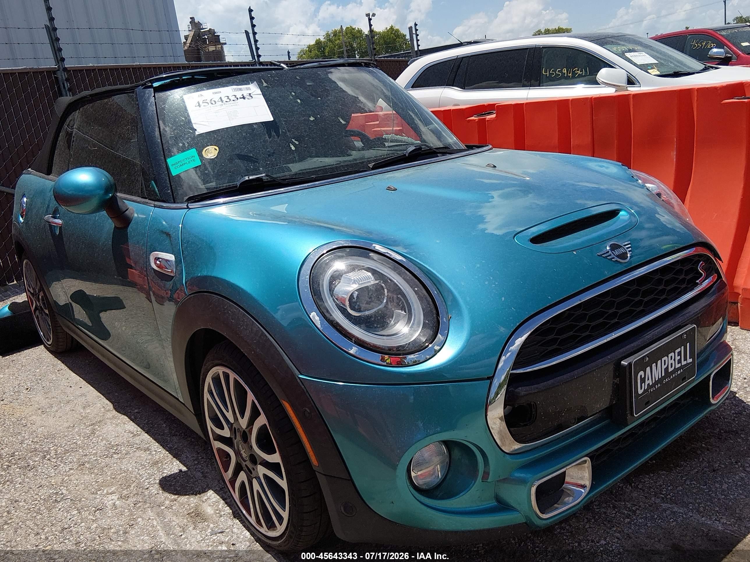 2019 Mini Convertible VIN WMWWG9C59K3E41323 IAAI salvage auction — Top/Roof, Salvage (Kansas), sold $3,400 on 2026-09-19 (photo 1)