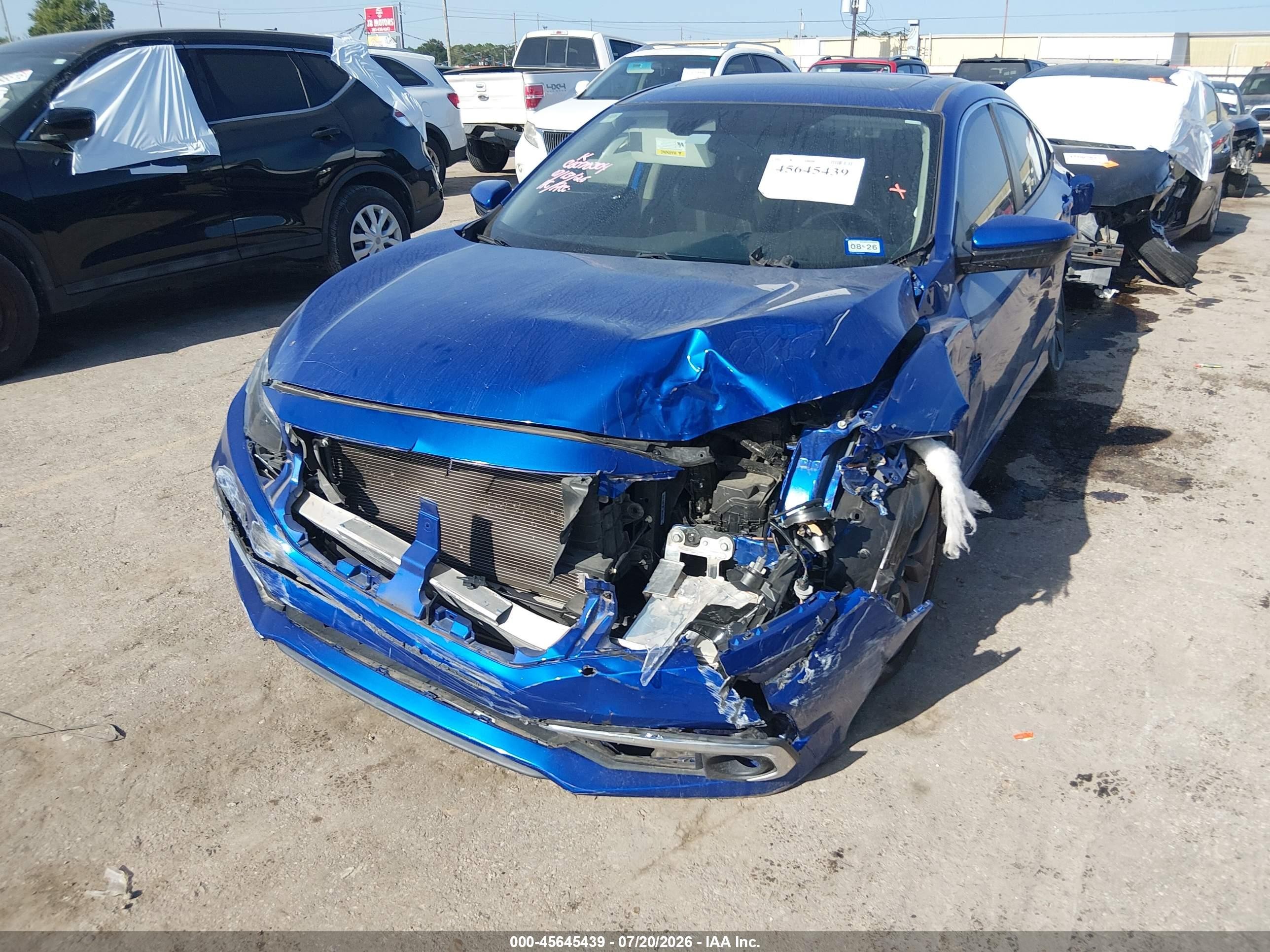 2019 Honda Civic VIN JHMFC1F31KX004690 IAAI salvage auction — Front & Rear, Salvage (Texas), sold $1,950 on 2026-09-09 (photo 6)