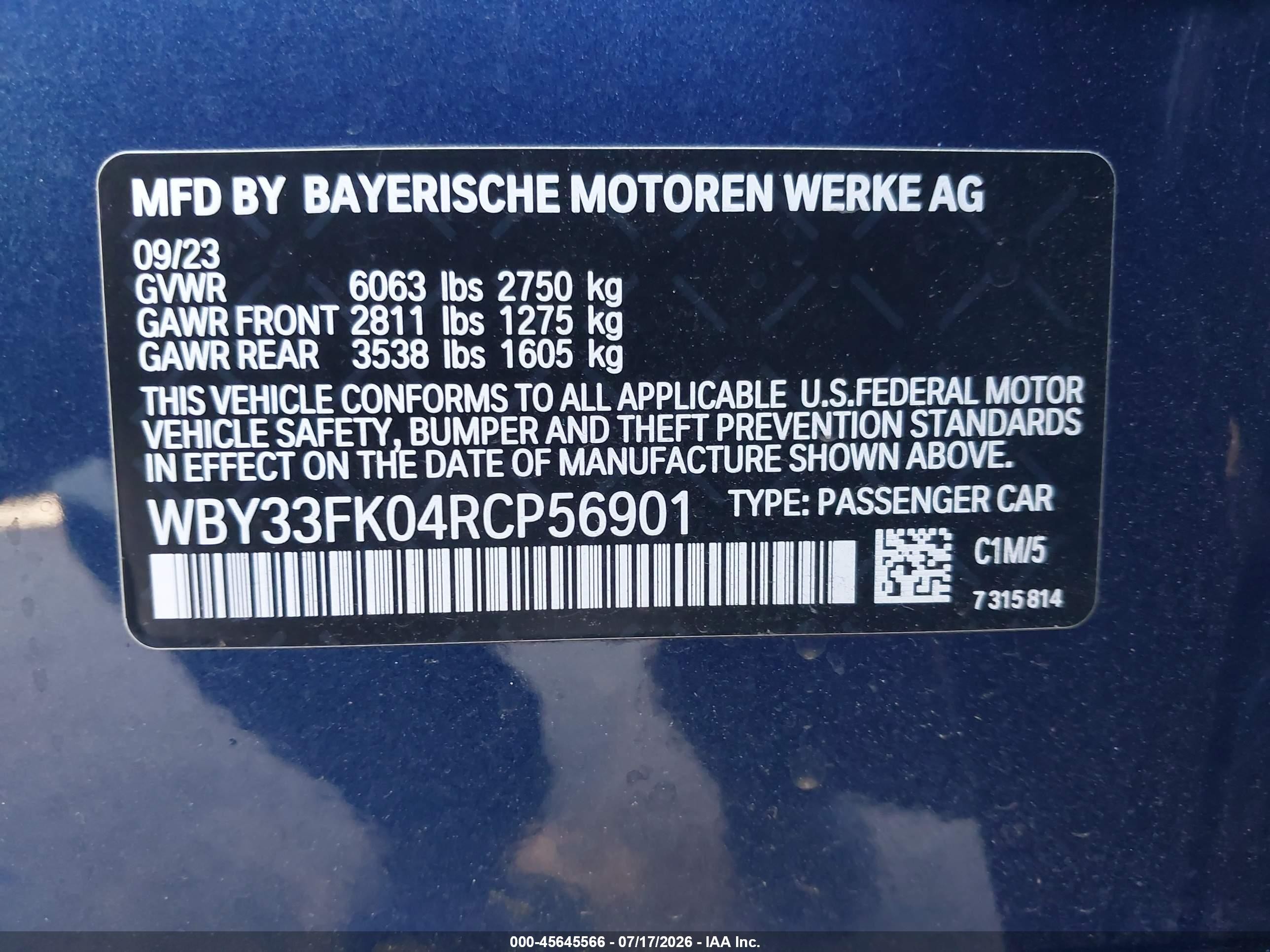 2024 BMW I5 VIN WBY33FK04RCP56901 IAAI salvage auction — Undercarriage, Salvage (California), sold $18,100 on 2026-08-24 (photo 9)
