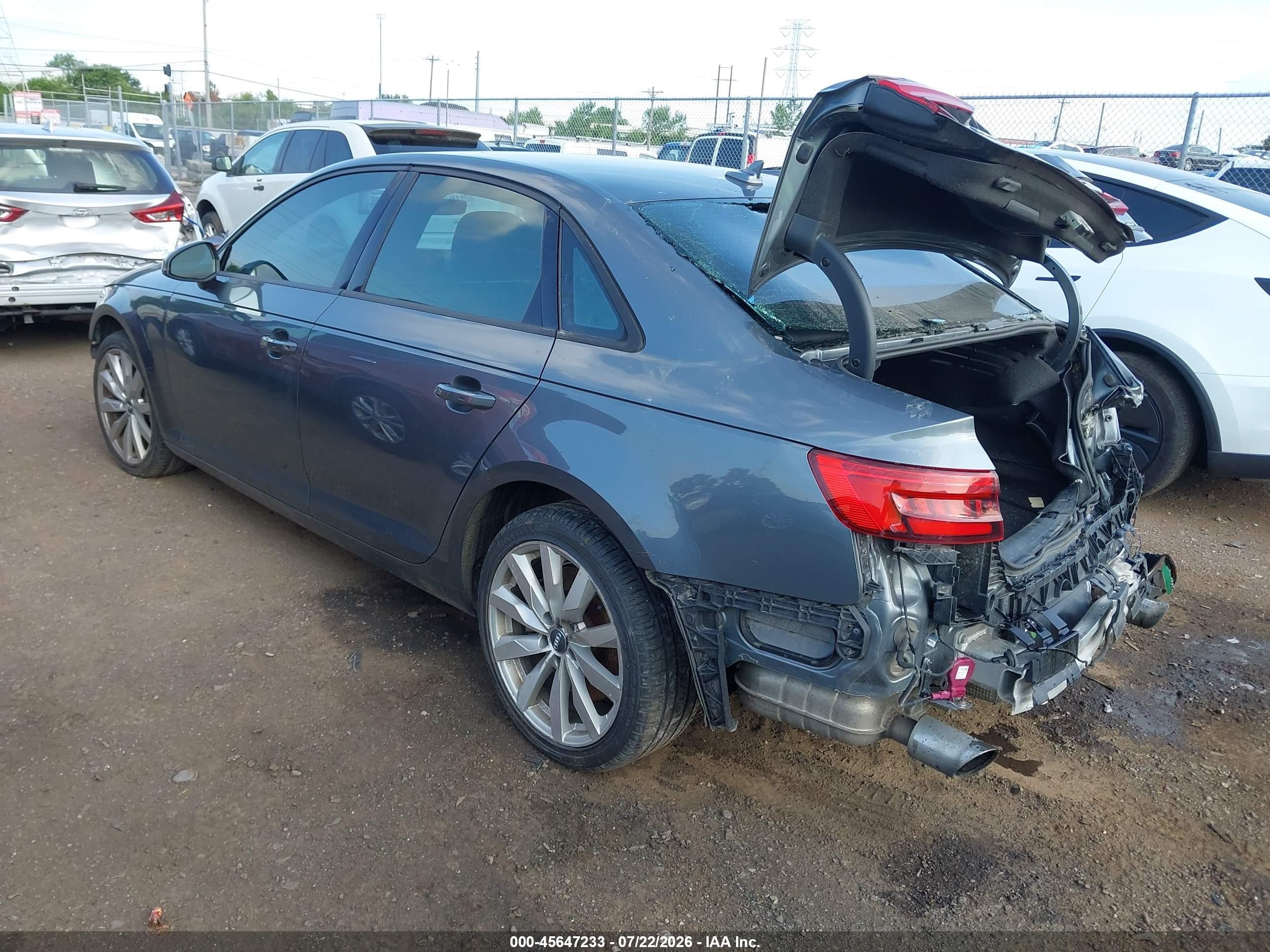 2017 Audi A4 VIN WAUANAF41HN043568 IAAI salvage auction — Front & Rear, Salvage (Ohio), sold $725 on 2026-09-03 (photo 3)
