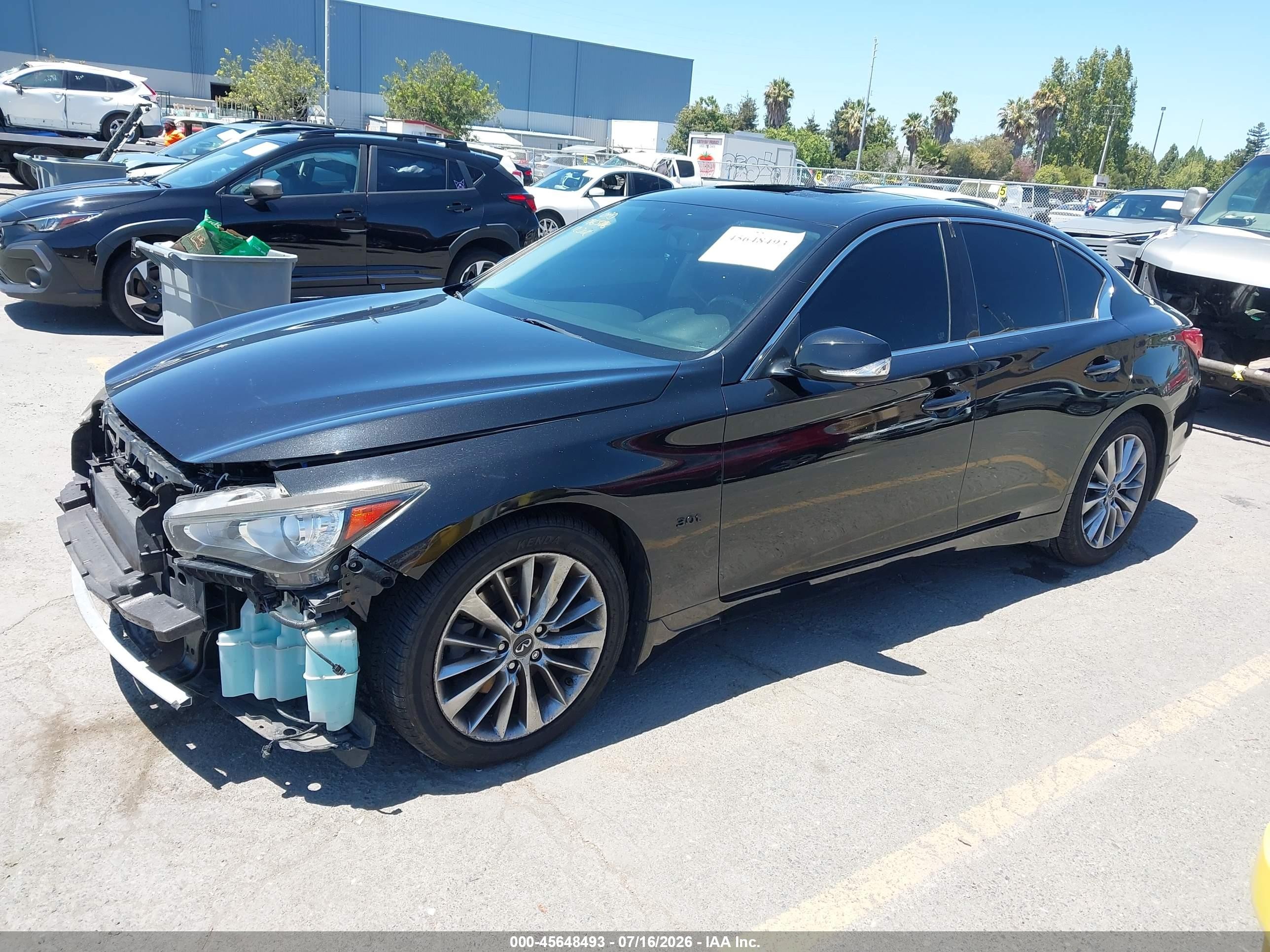 2017 Infiniti Q50 VIN JN1EV7APXHM731182 IAAI salvage auction — Front End, Salvage (California), sold $3,650 on 2026-09-21 (photo 2)