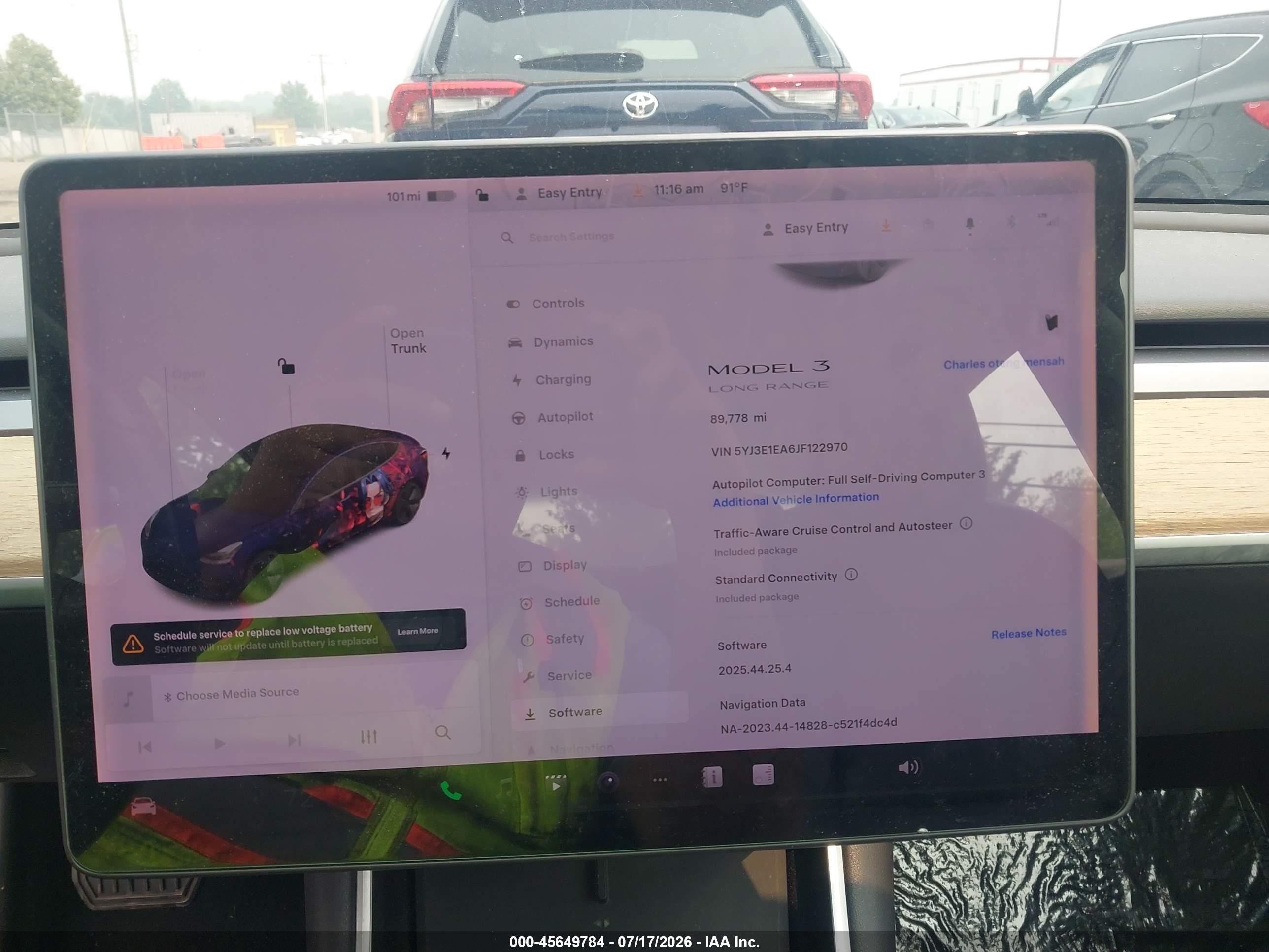 2018 Tesla Model 3 VIN 5YJ3E1EA6JF122970 IAAI salvage auction — Front & Rear, Salvage (Virginia), sold $3,200 on 2026-09-03 (photo 7)