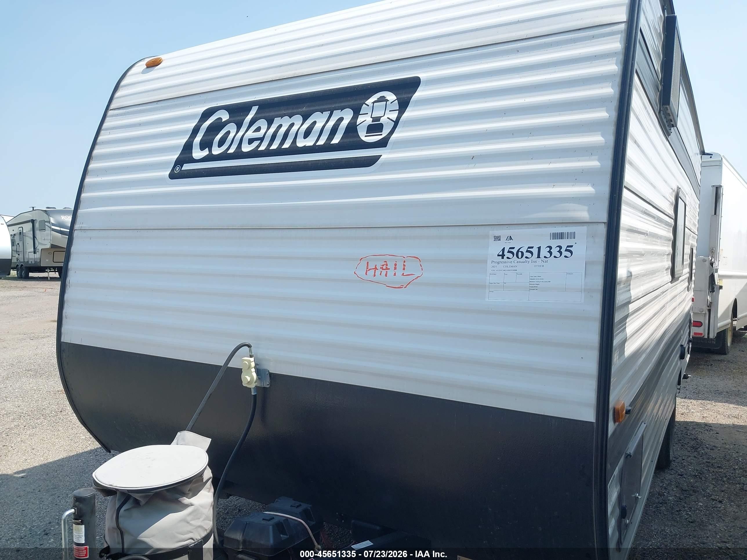 2025 Keystone Coleman VIN 4YDTCMG14SH930088 IAAI salvage auction — Hail, Clear (North Dakota), sold $4,550 on 2026-09-20 (photo 6)