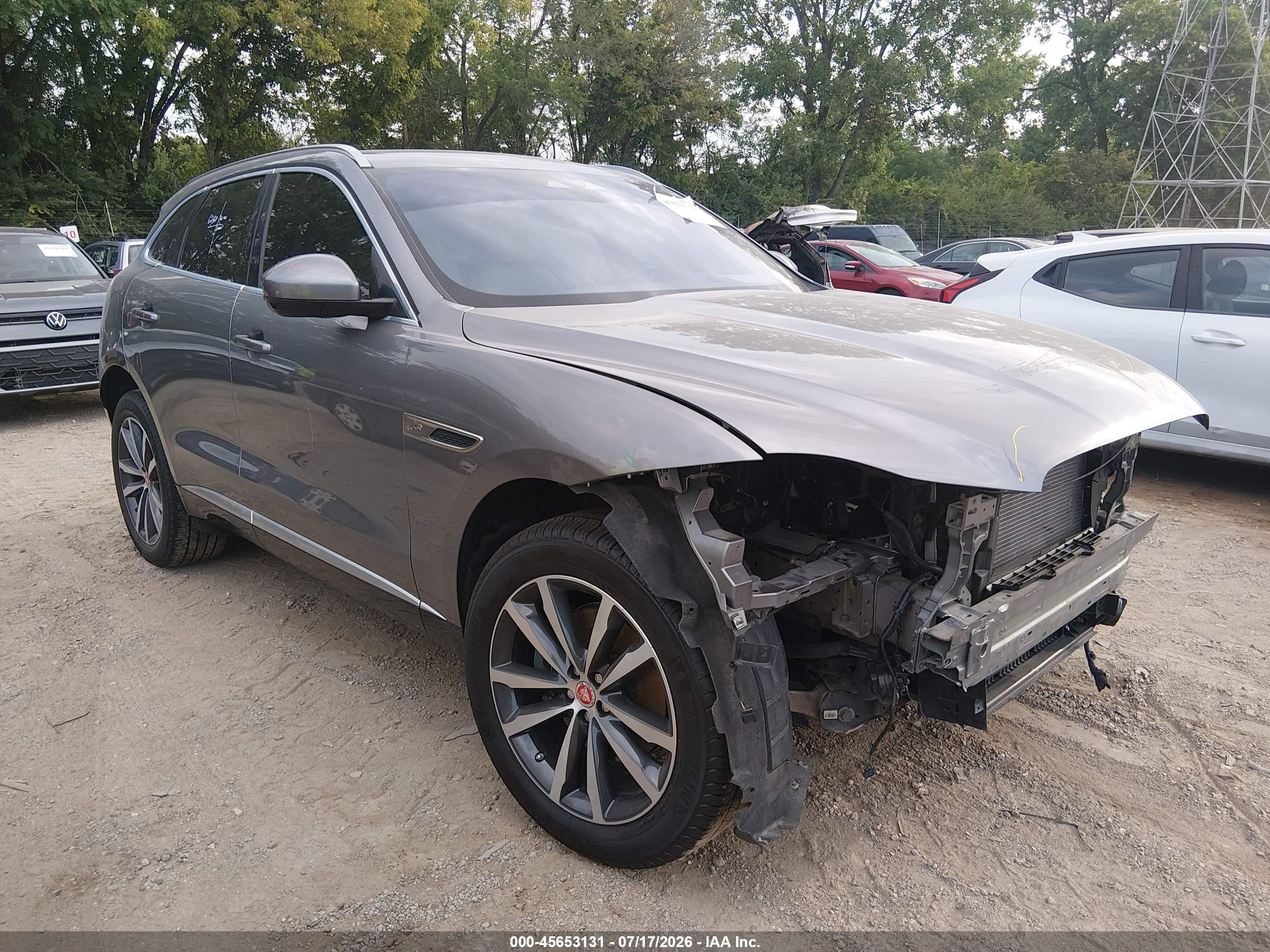2021 Jaguar F-Pace VIN SADCJ2EX2MA664929 IAAI salvage auction — Front End, Salvage (Indiana), sold $8,200 on 2026-09-12 (photo 1)