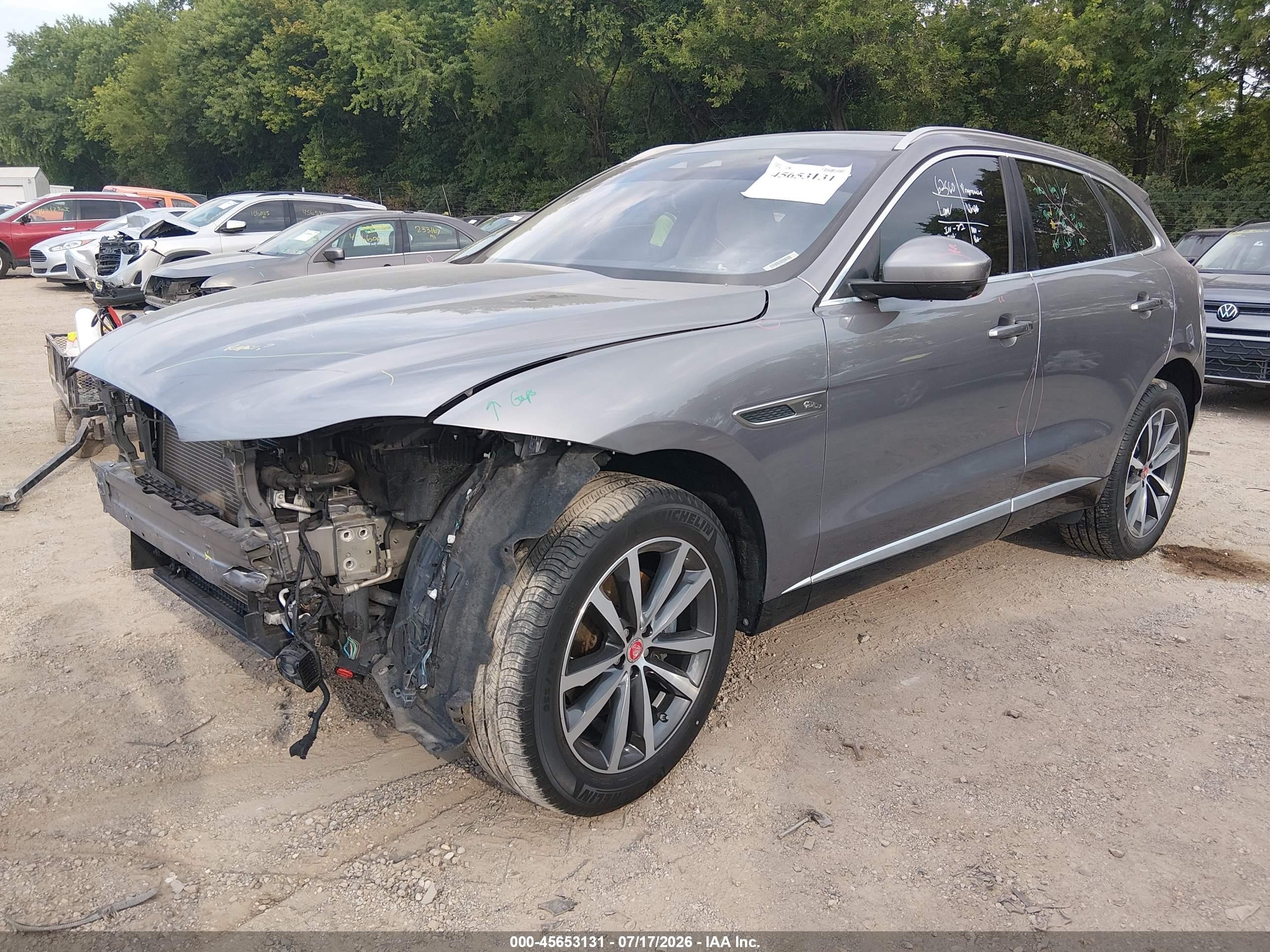 2021 Jaguar F-Pace VIN SADCJ2EX2MA664929 IAAI salvage auction — Front End, Salvage (Indiana), sold $8,200 on 2026-09-12 (photo 2)