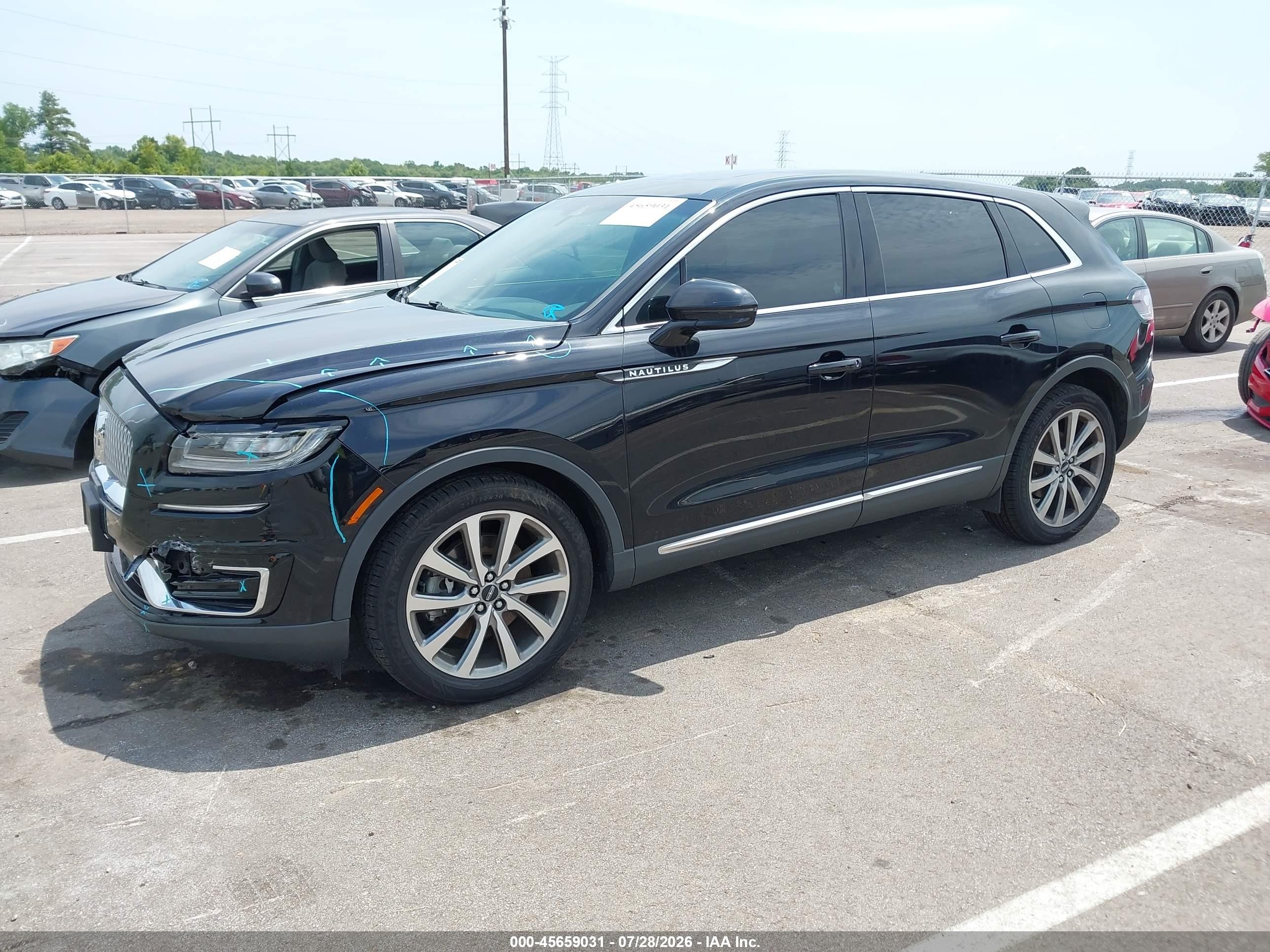 2019 Lincoln Nautilus VIN 2LMPJ8K90KBL54141 IAAI salvage auction — Front End, Salvage (Tennessee), sold $4,100 on 2026-09-13 (photo 2)
