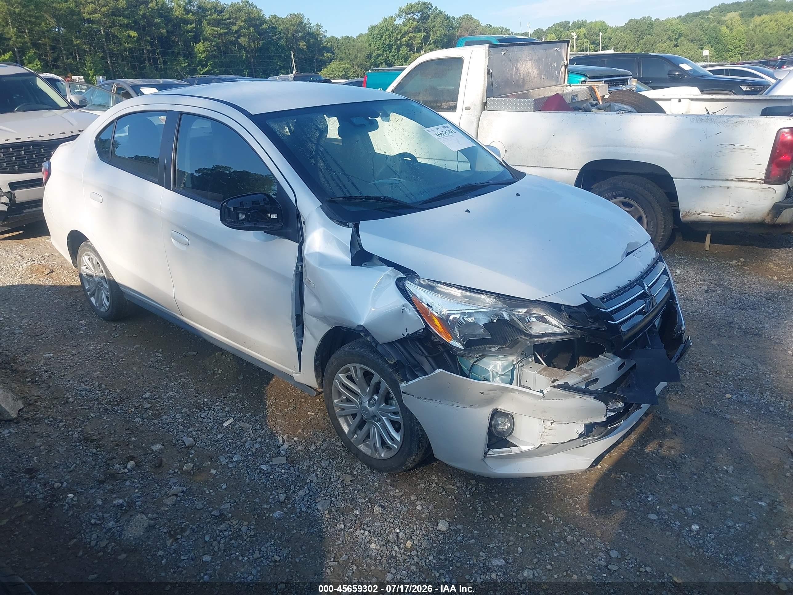 2024 Mitsubishi Mirage VIN ML32FUFJ7RHF07660 IAAI salvage auction — Front End, Salvage (Georgia), sold $2,800 on 2026-09-16 (photo 1)