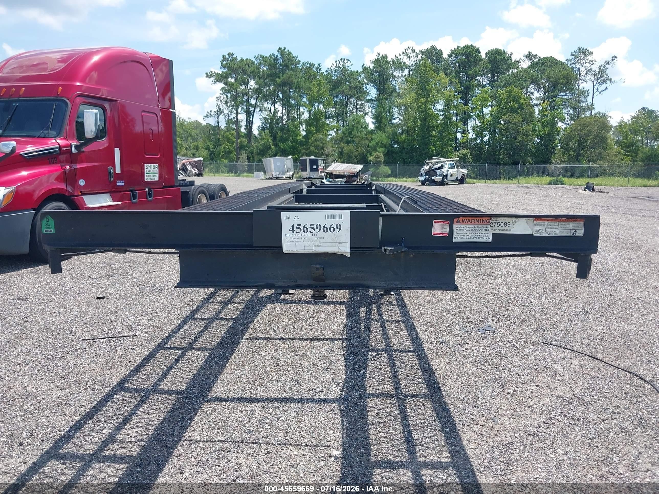 2024 Kaufman trailers Kaufman trailers VIN 7UZFW5322RL003491 IAAI salvage auction — Front End, Clear (Florida), sold $1,400 on 2026-07-21 (photo 6)