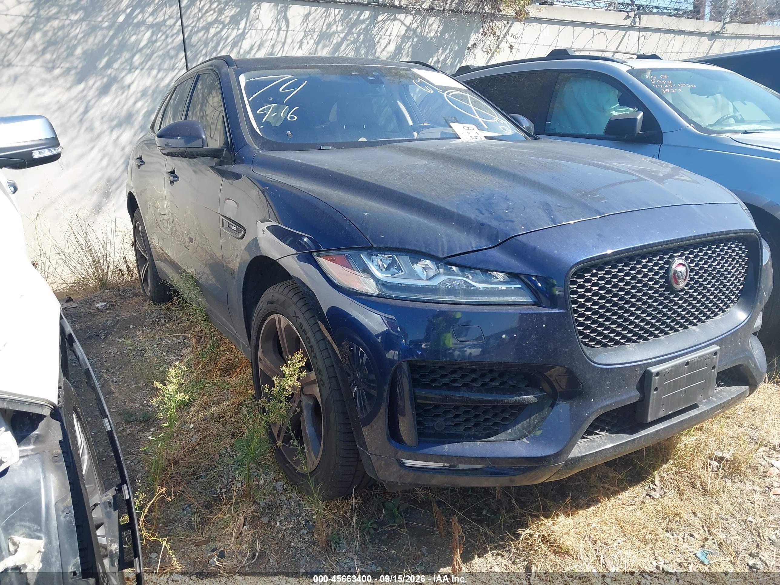 2018 Jaguar F-Pace VIN SADCL2GX3JA203189 IAAI salvage auction — Side, Salvage Certificate (California), sold $6,200 on 2026-09-13 (photo 1)