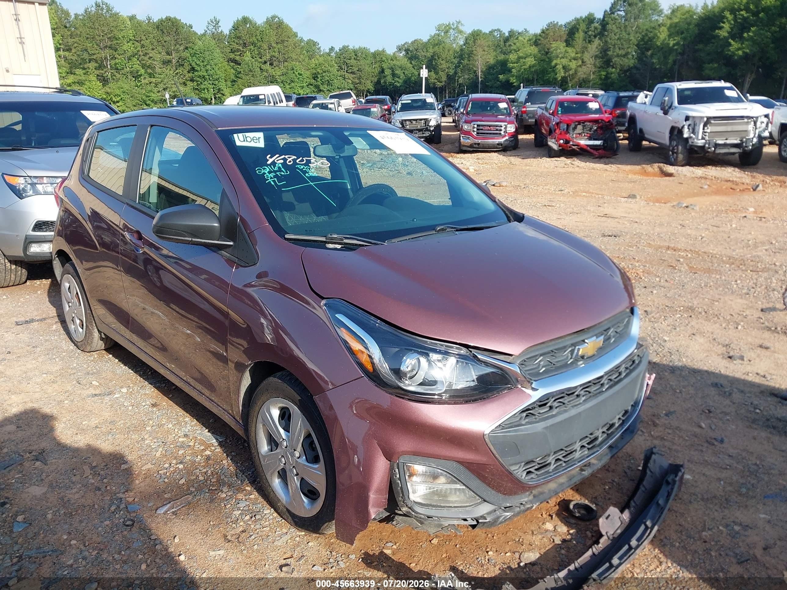 2020 Chevrolet Spark VIN KL8CB6SA7LC468030 IAAI salvage auction — Unknown, Salvage (North Carolina), sold $1,800 on 2026-10-09 (photo 1)
