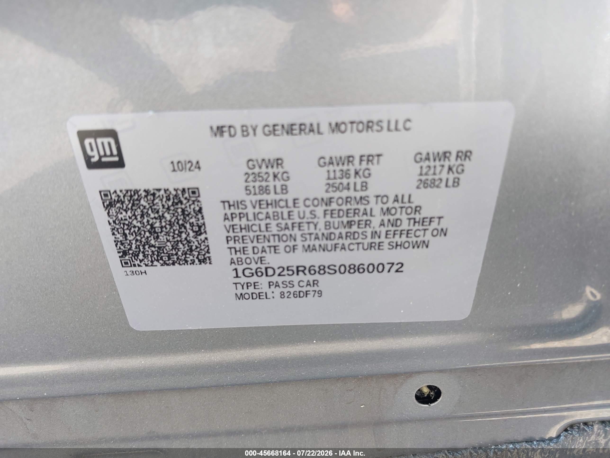 2025 Cadillac CT5 VIN 1G6D25R68S0860072 IAAI salvage auction — Side, Salvage (Illinois), sold $46,000 on 2026-09-23 (photo 9)