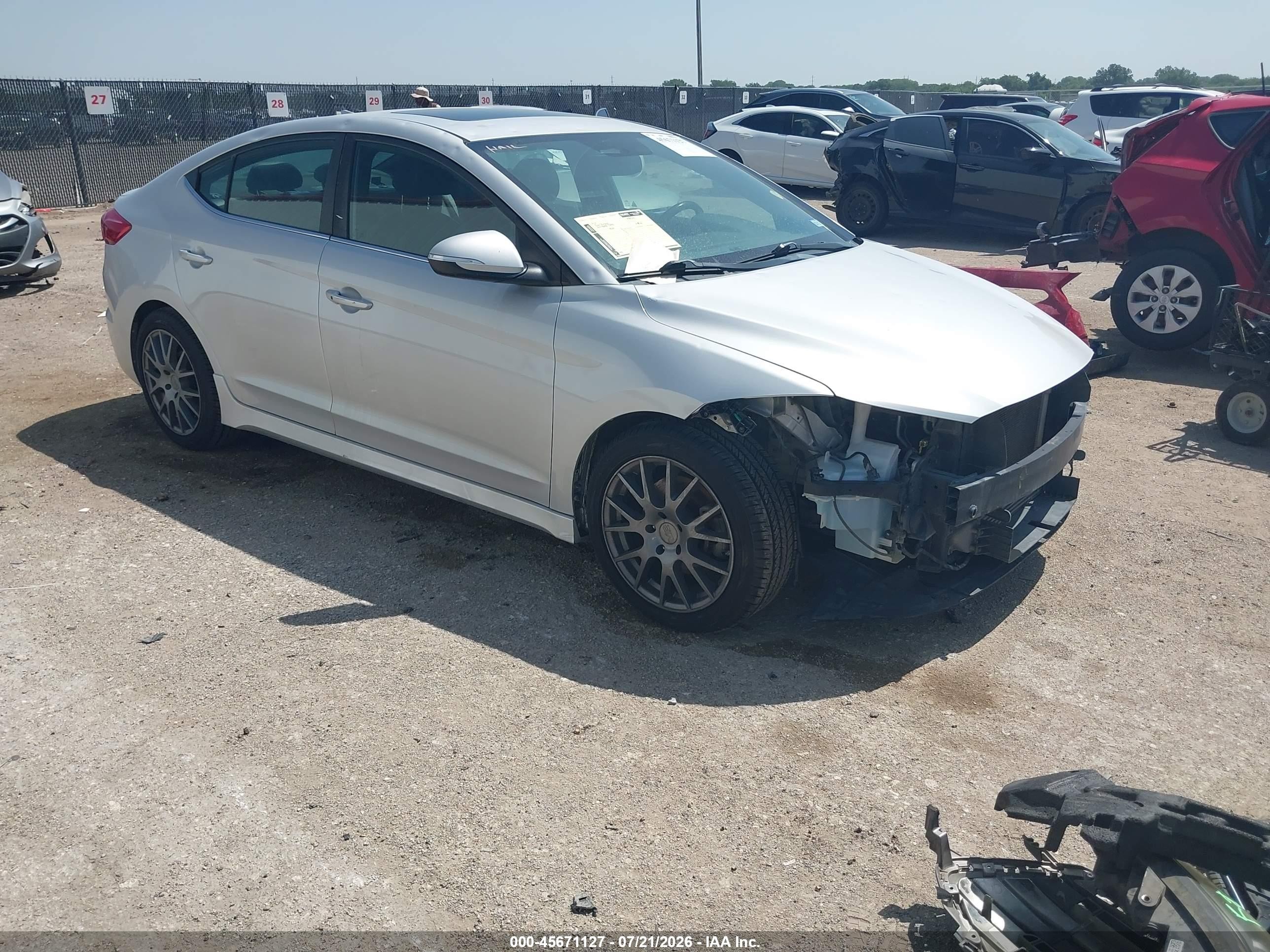 2018 Hyundai Elantra VIN KMHD04LB5JU559099 IAAI salvage auction — Front End, Original (Texas), sold $2,150 on 2026-09-16 (photo 1)