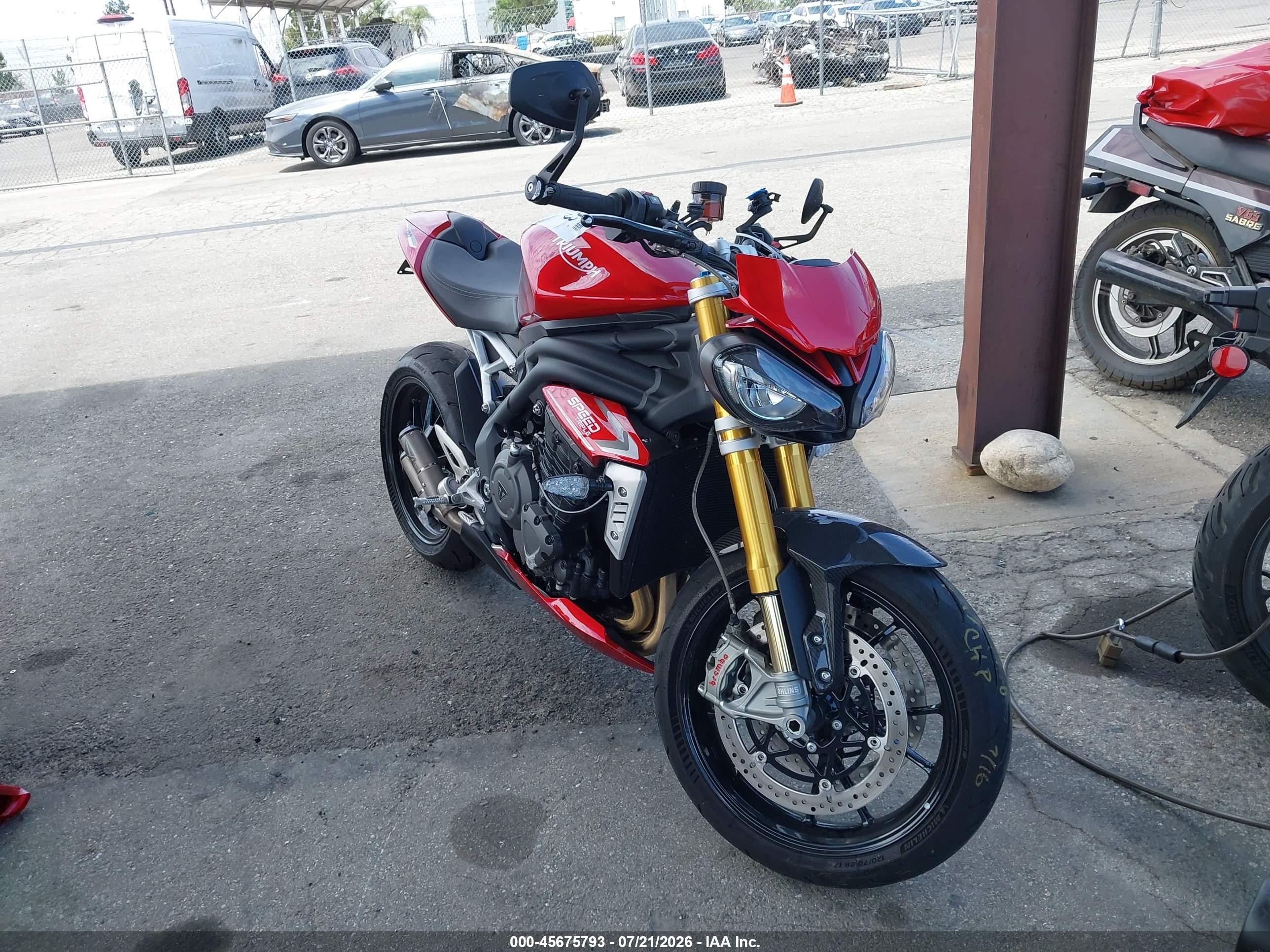 2024 Triumph Motorcycle Speed Triple VIN SMTP01ST0RTBP7983 IAAI salvage auction — Front End, Salvage (California), sold $6,550 on 2026-09-16 (photo 1)