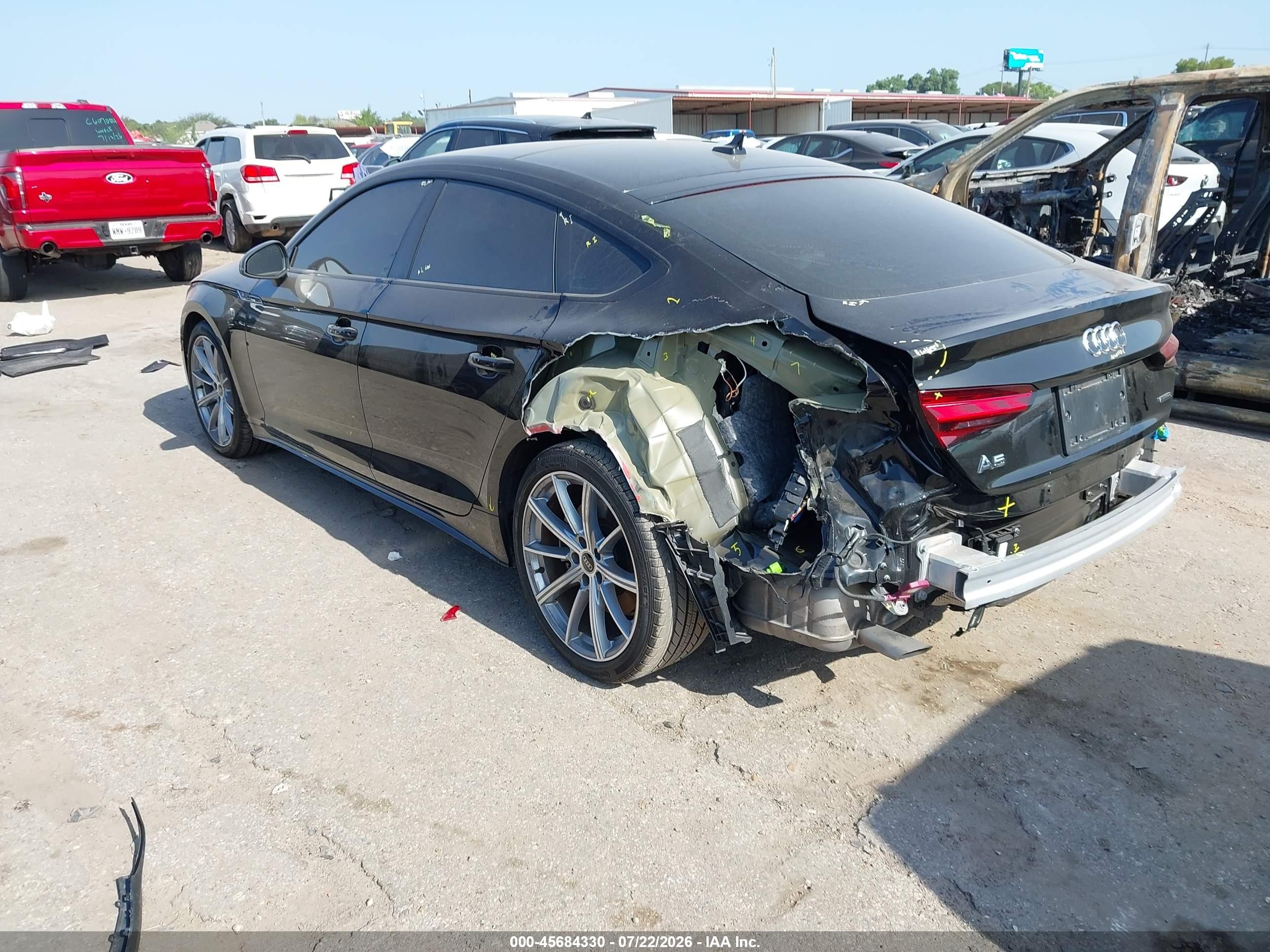 2025 Audi A5 VIN WAUDACF50SA015627 IAAI salvage auction — Rear End, Salvage (Texas), sold $13,100 on 2026-09-05 (photo 3)
