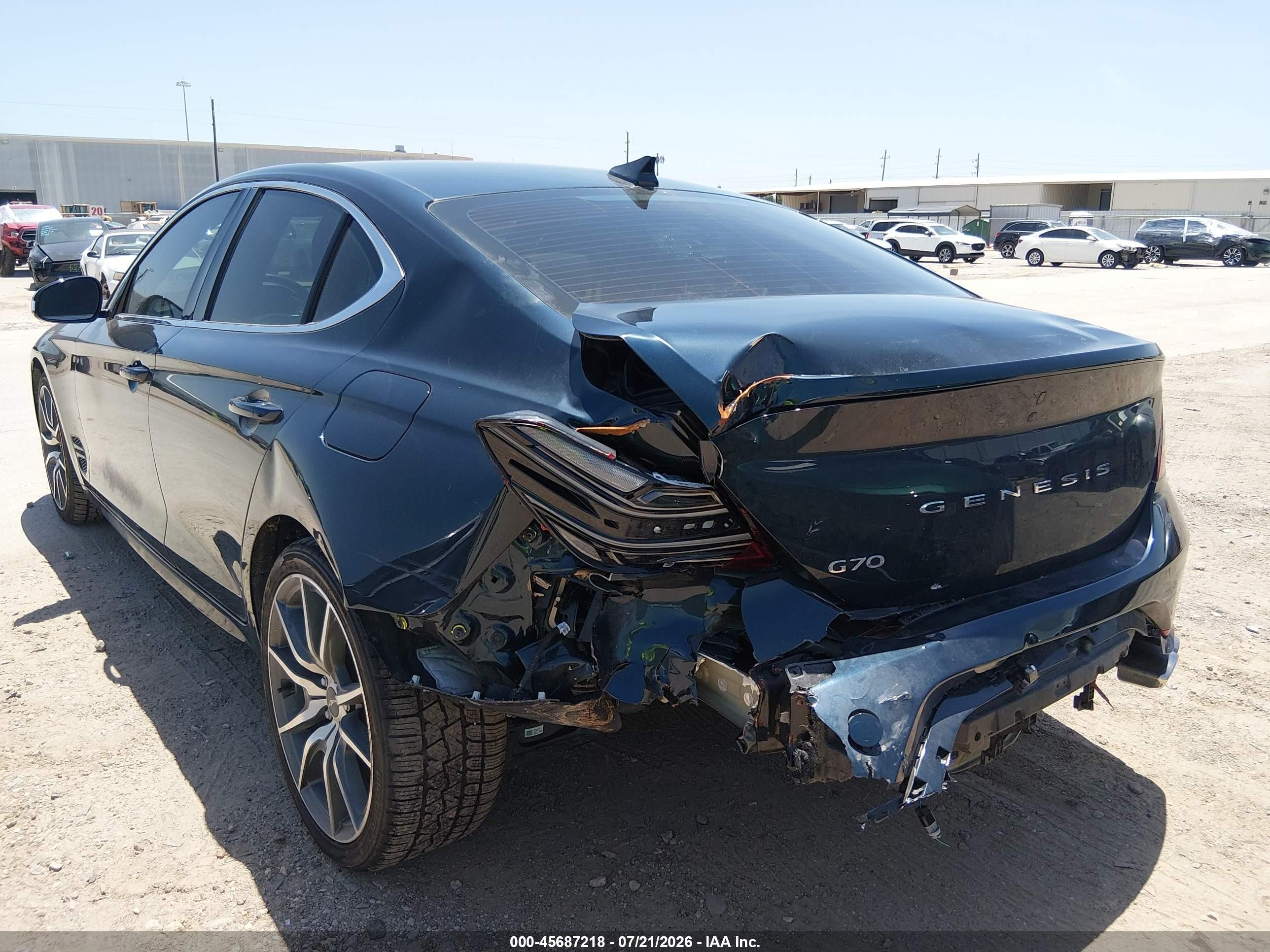 2023 Genesis G70 VIN KMTG34TA3PU124298 IAAI salvage auction — Rear End, Original (Texas), sold $8,800 on 2026-09-19 (photo 6)