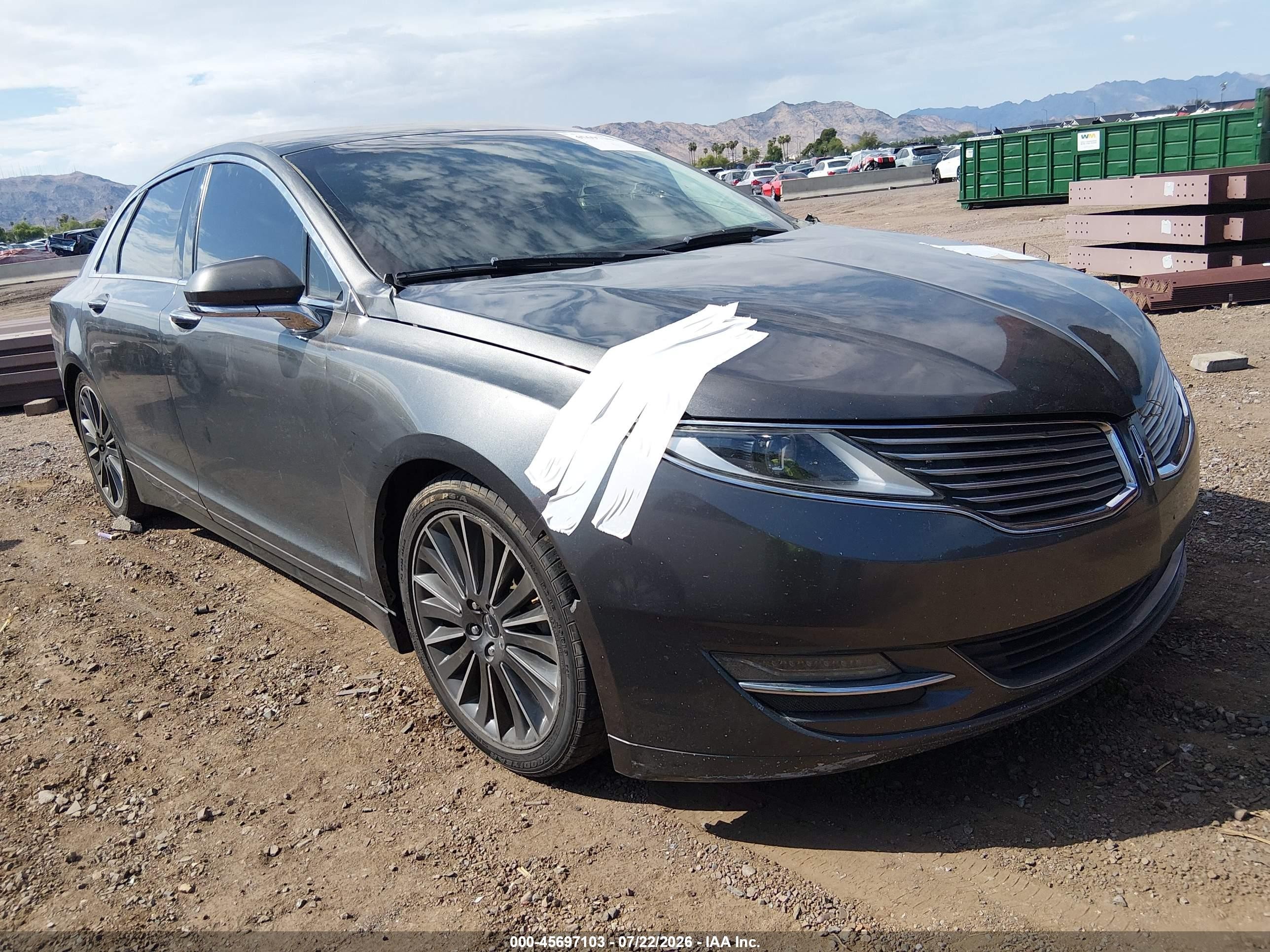 2016 Lincoln MKZ VIN 3LN6L2LU2GR626084 IAAI salvage auction — Unknown, Salvage (Arizona), sold $1,200 on 2026-09-30 (photo 1)