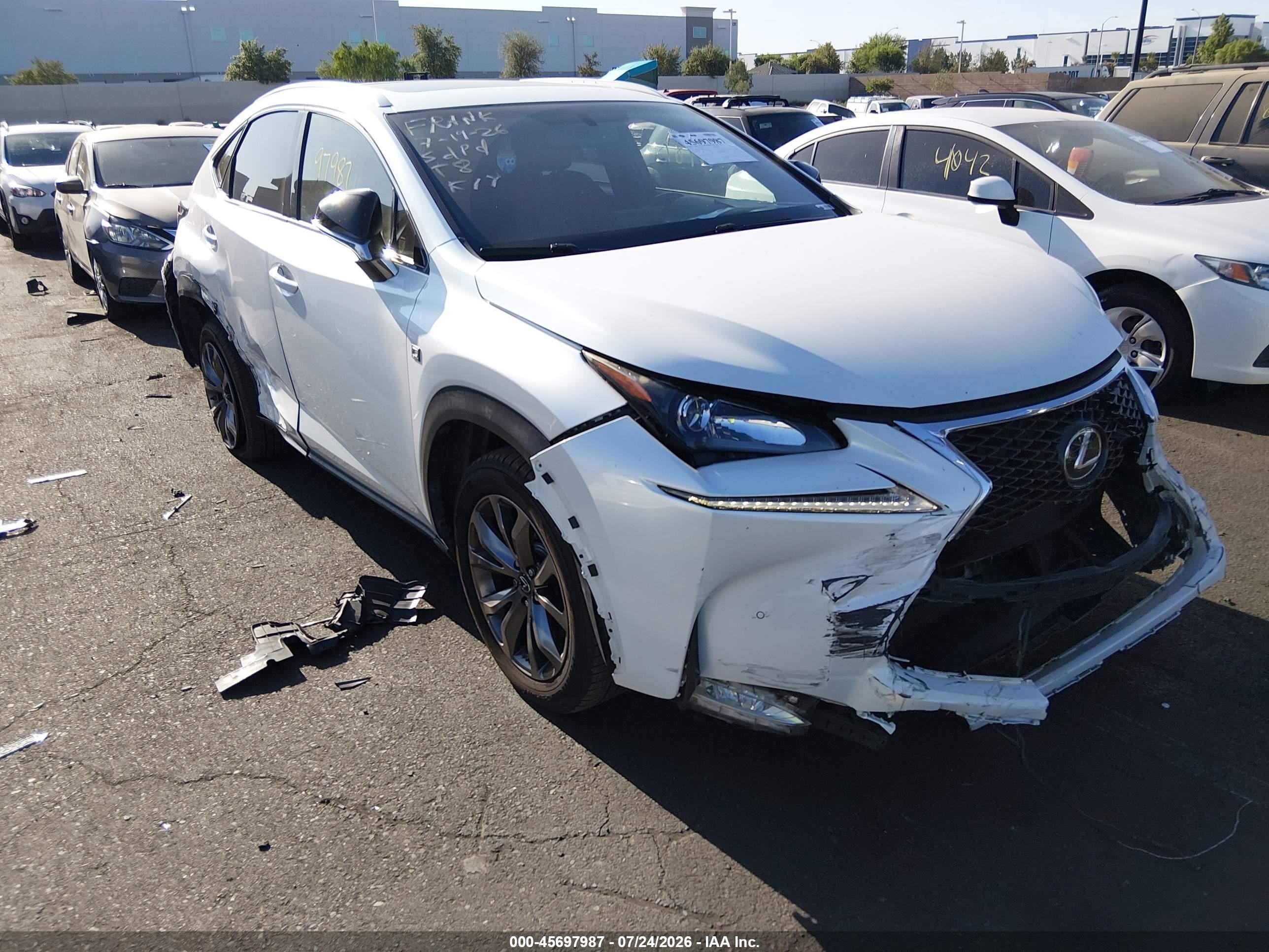 2015 Lexus NX 200t VIN JTJYARBZ3F2017837 — IAAI salvage auction photo