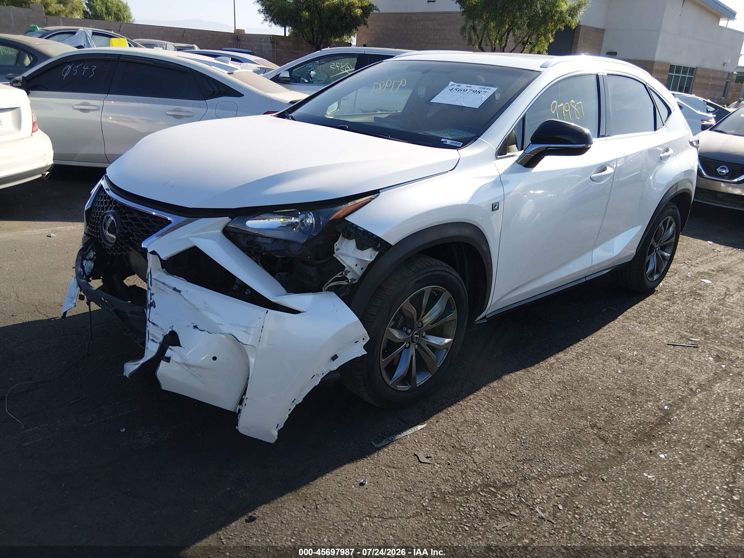 2015 Lexus NX 200t VIN JTJYARBZ3F2017837 IAAI salvage auction — Front End, Salvage Certificate (California), sold $7,000 on 2026-09-16 (photo 2)