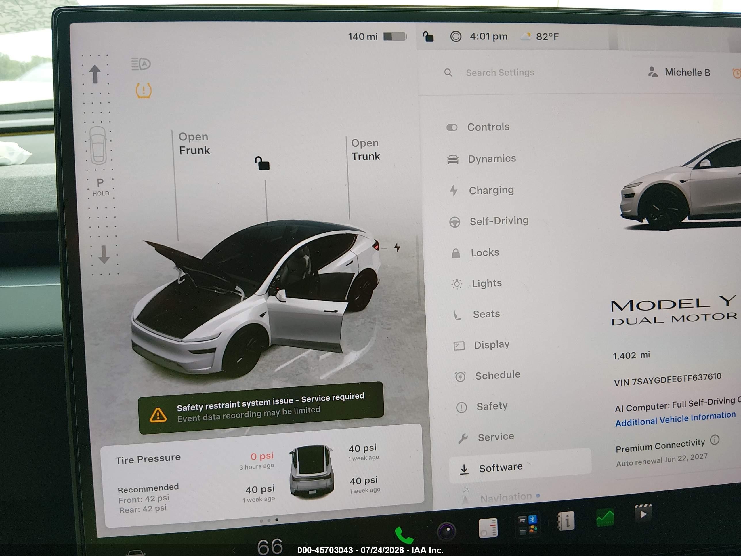 2026 Tesla Model y VIN 7SAYGDEE6TF637610 IAAI salvage auction — Unknown, Salvage (Indiana), sold $22,600 on 2026-09-05 (photo 7)