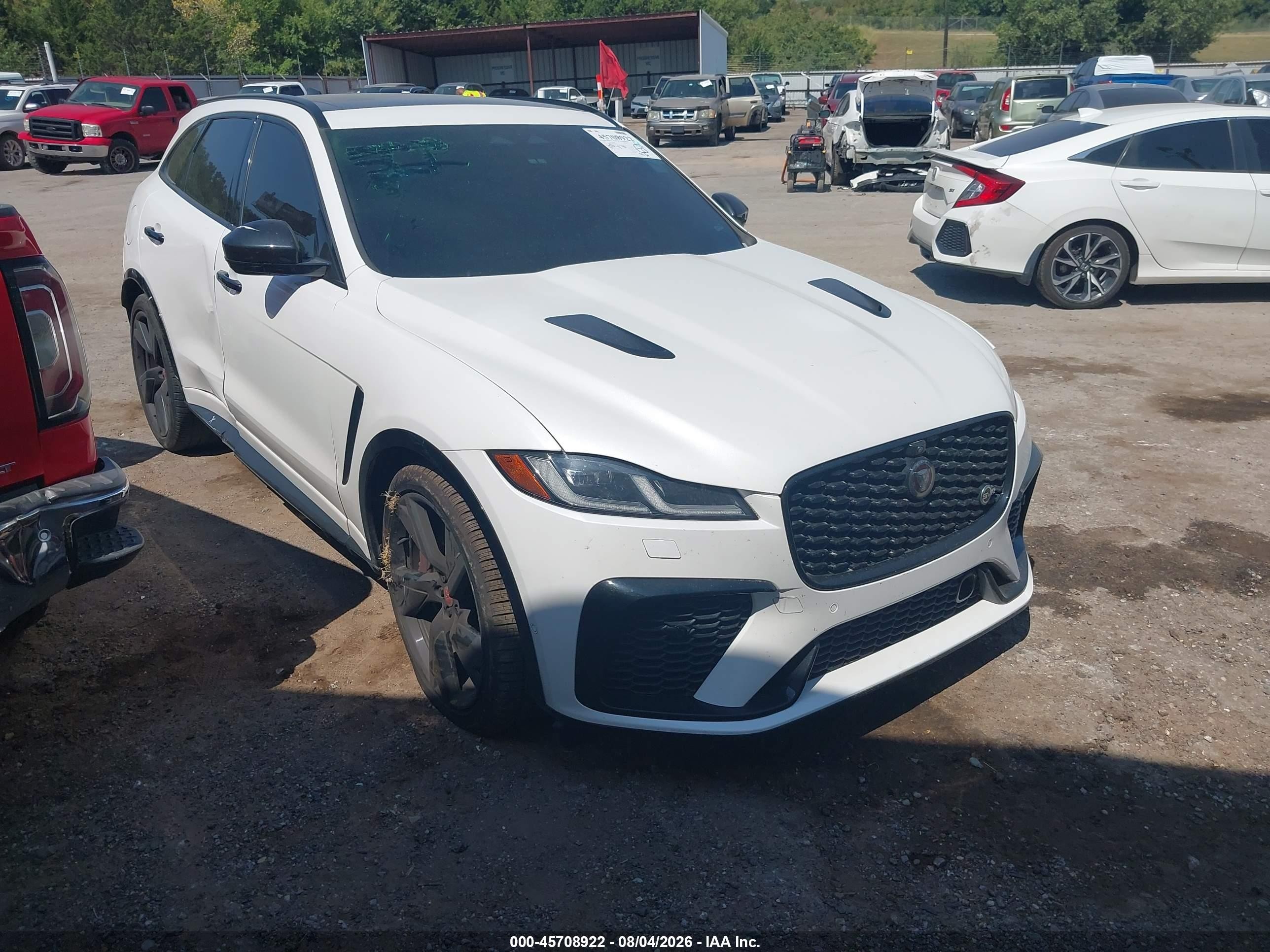 2023 Jaguar F-pace VIN SADCZ2EEXPA712527 IAAI salvage auction — Front End, Clear (Oklahoma), sold $25,000 on 2026-09-14 (photo 1)