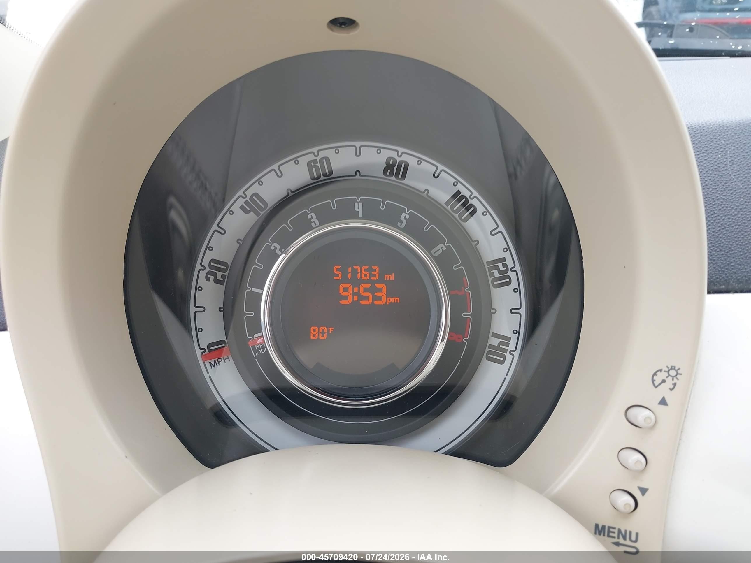 2013 Fiat 500C VIN 3C3CFFDR5DT629337 IAAI salvage auction — Unknown, Salvage (Georgia), sold $550 on 2026-09-29 (photo 7)