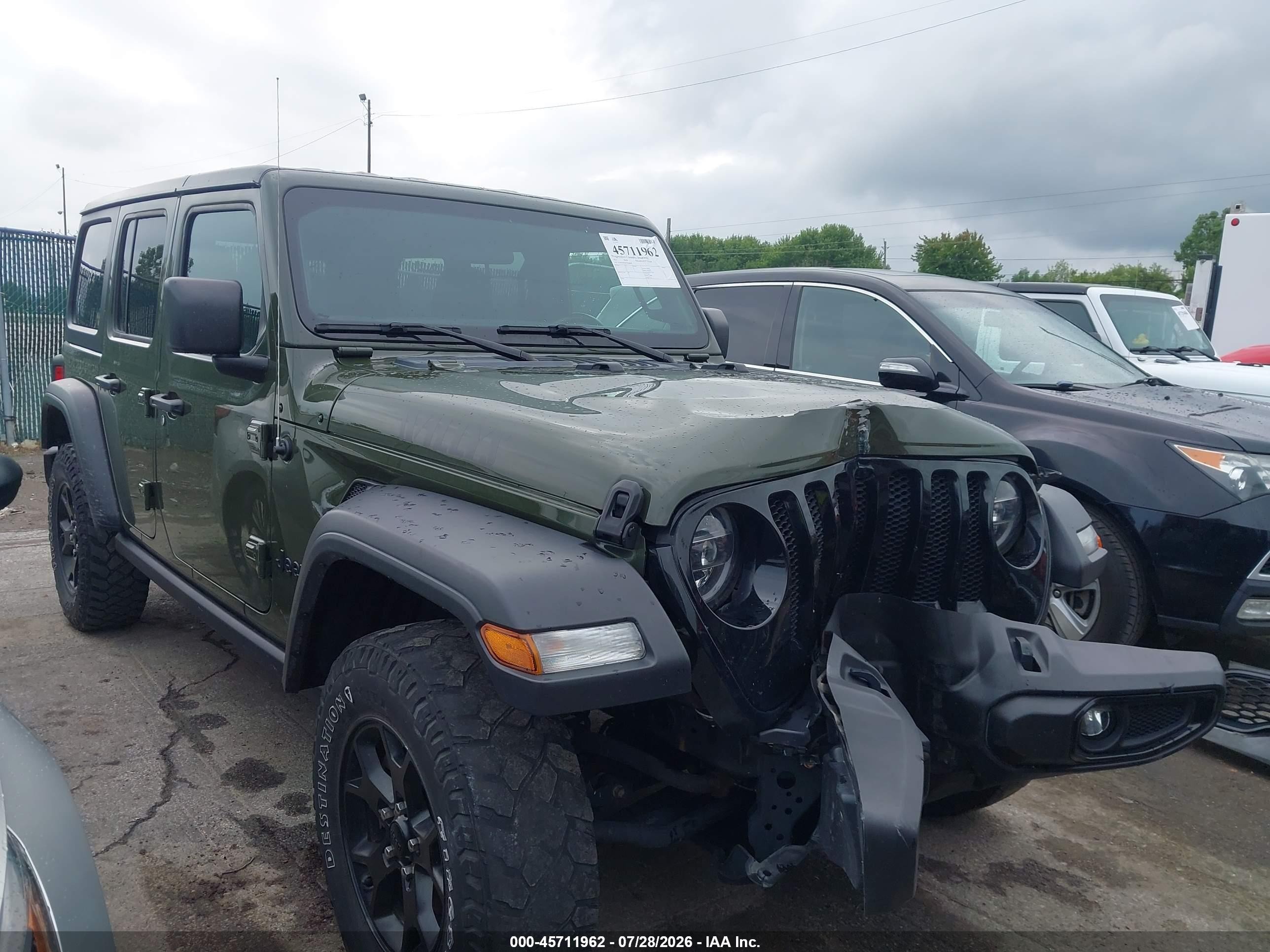 2021 Jeep Wrangler Unlimited VIN 1C4HJXDG8MW608898 — IAAI salvage auction photo