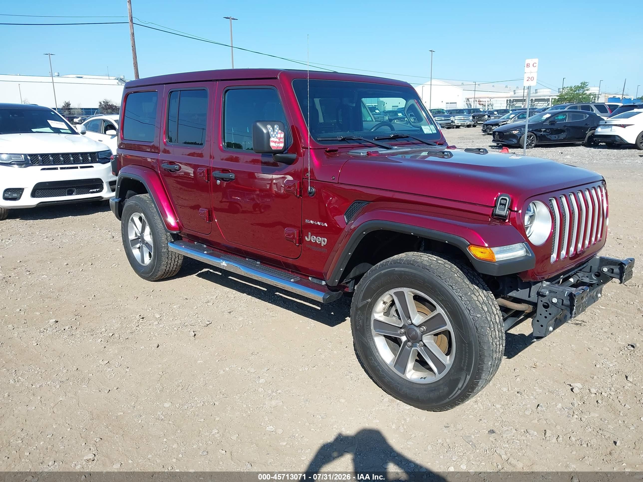 2021 Jeep Wrangler Unlimited VIN 1C4HJXEG6MW840673 IAAI salvage auction — Unknown, Mv-907A (New York), sold $16,700 on 2026-09-19 (photo 1)