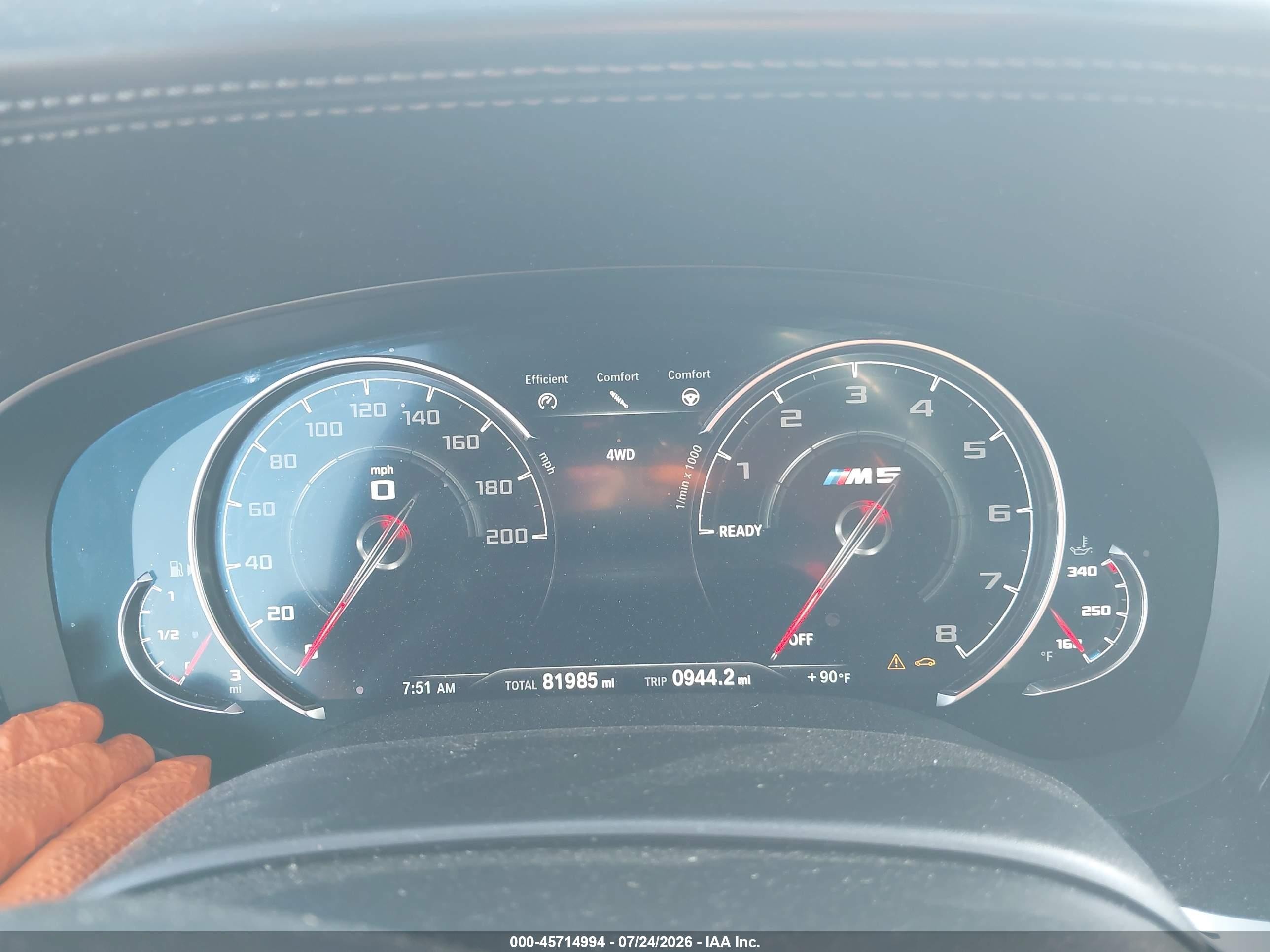 2018 BMW M5 VIN WBSJF0C5XJB283239 IAAI salvage auction — Front End, Salvage (Pennsylvania), sold $15,050 on 2026-08-21 (photo 7)