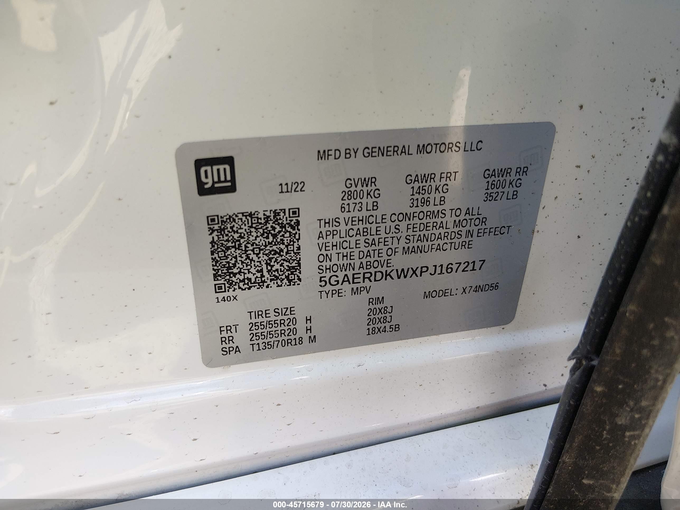 2023 Buick Enclave VIN 5GAERDKWXPJ167217 IAAI salvage auction — Side, Clear (Oklahoma), sold $5,200 on 2026-10-08 (photo 9)